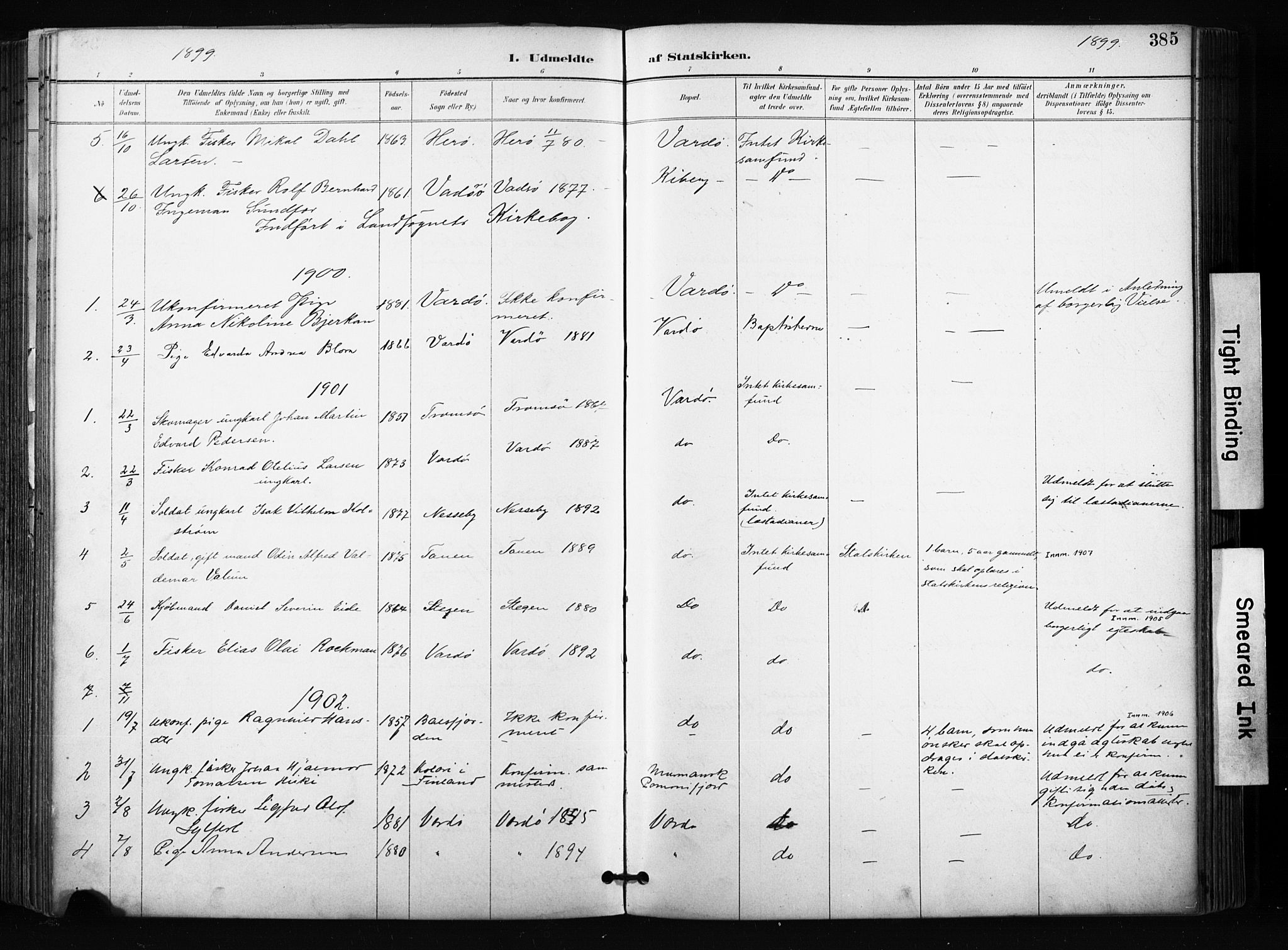 Vardø sokneprestkontor, SATØ/S-1332/H/Ha/L0010kirke: Parish register (official) no. 10, 1895-1907, p. 385