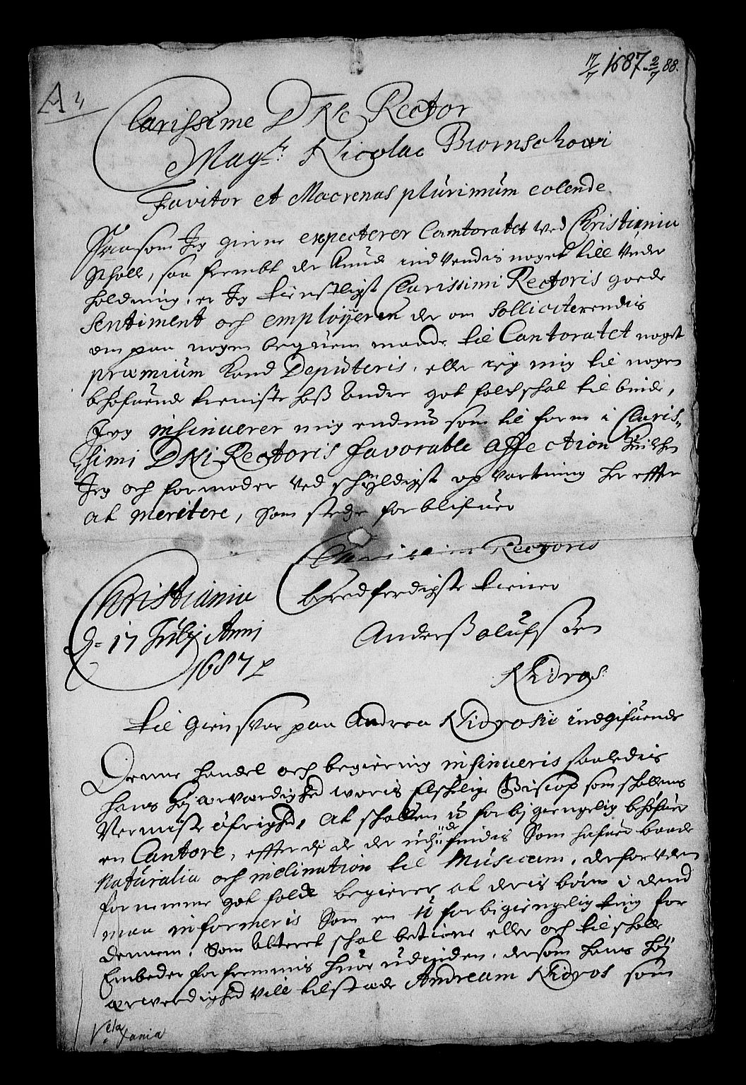 Stattholderembetet 1572-1771, RA/EA-2870/Af/L0002: Avskrifter av vedlegg til originale supplikker, nummerert i samsvar med supplikkbøkene, 1687-1689, p. 263