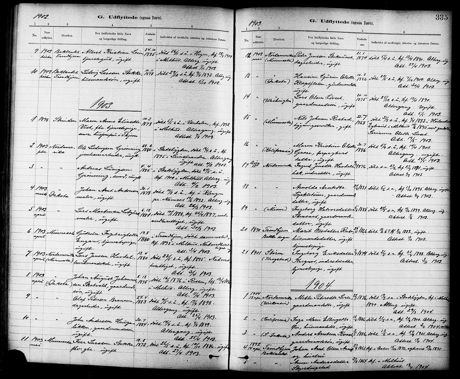 Ministerialprotokoller, klokkerbøker og fødselsregistre - Sør-Trøndelag, SAT/A-1456/691/L1094: Parish register (copy) no. 691C05, 1879-1911, p. 335