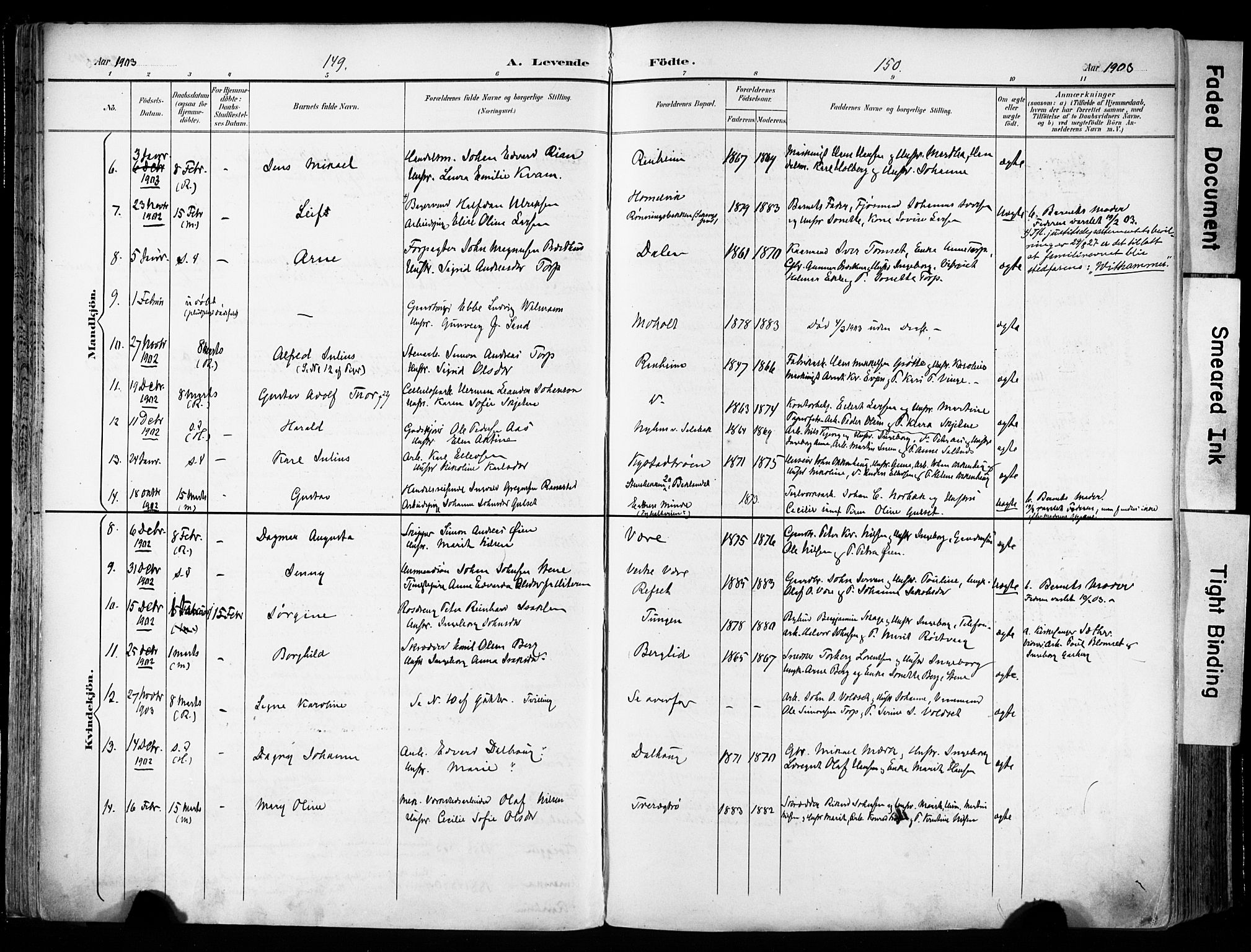 Ministerialprotokoller, klokkerbøker og fødselsregistre - Sør-Trøndelag, SAT/A-1456/606/L0301: Parish register (official) no. 606A16, 1894-1907, p. 149-150