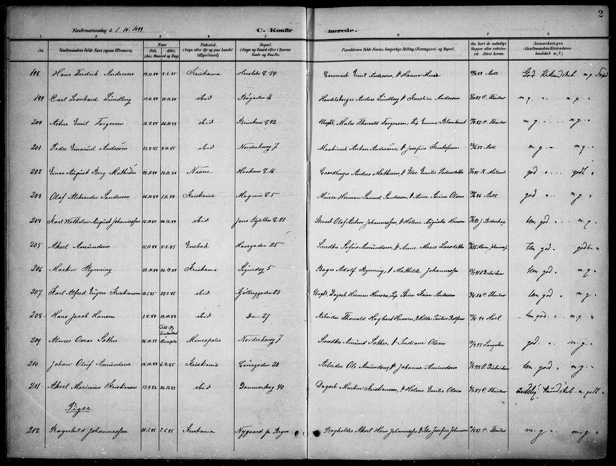 Kampen prestekontor Kirkebøker, AV/SAO-A-10853/F/Fa/L0009: Parish register (official) no. I 9, 1899-1911, p. 2
