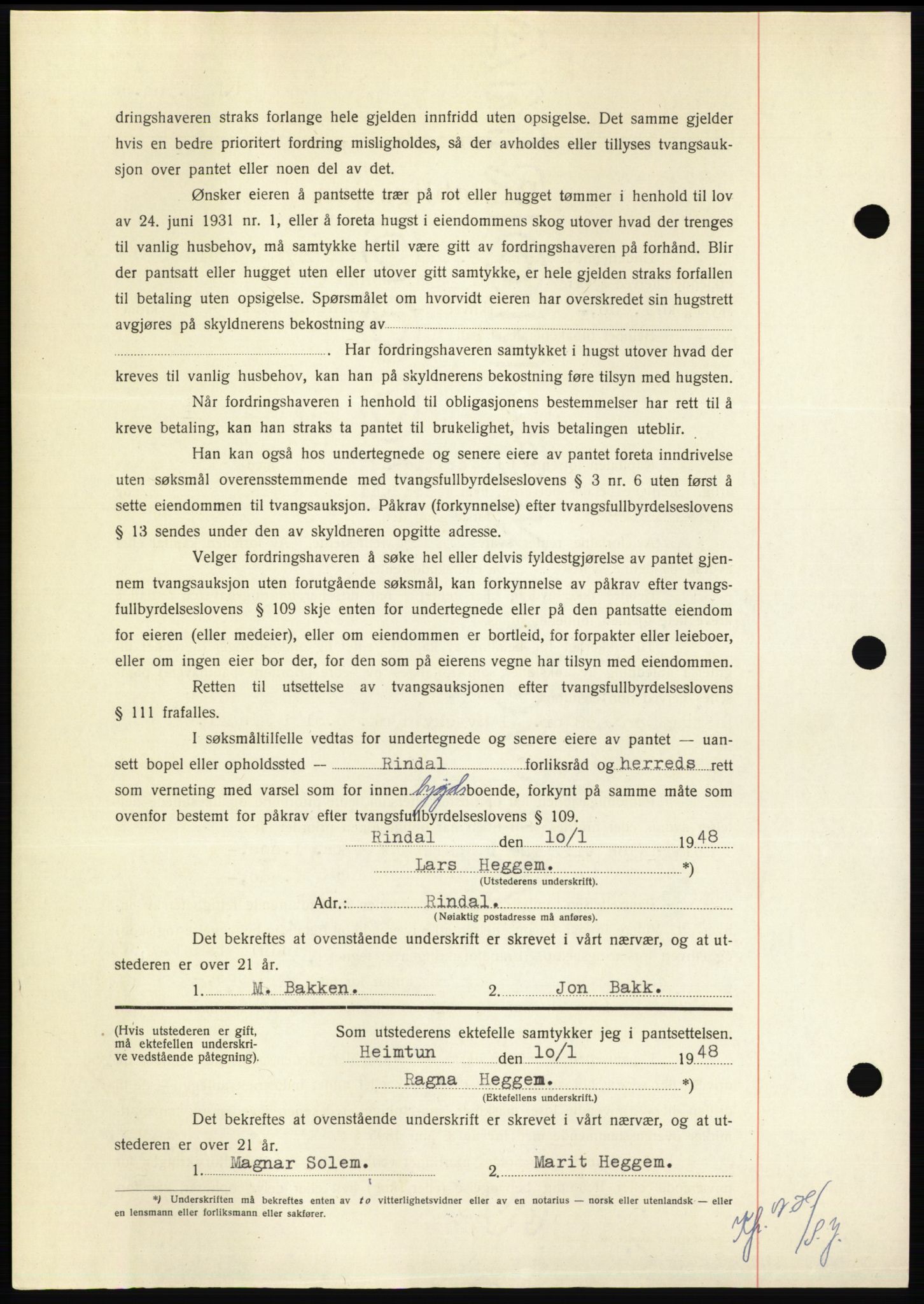 Nordmøre sorenskriveri, AV/SAT-A-4132/1/2/2Ca: Mortgage book no. B98, 1948-1948, Diary no: : 493/1948