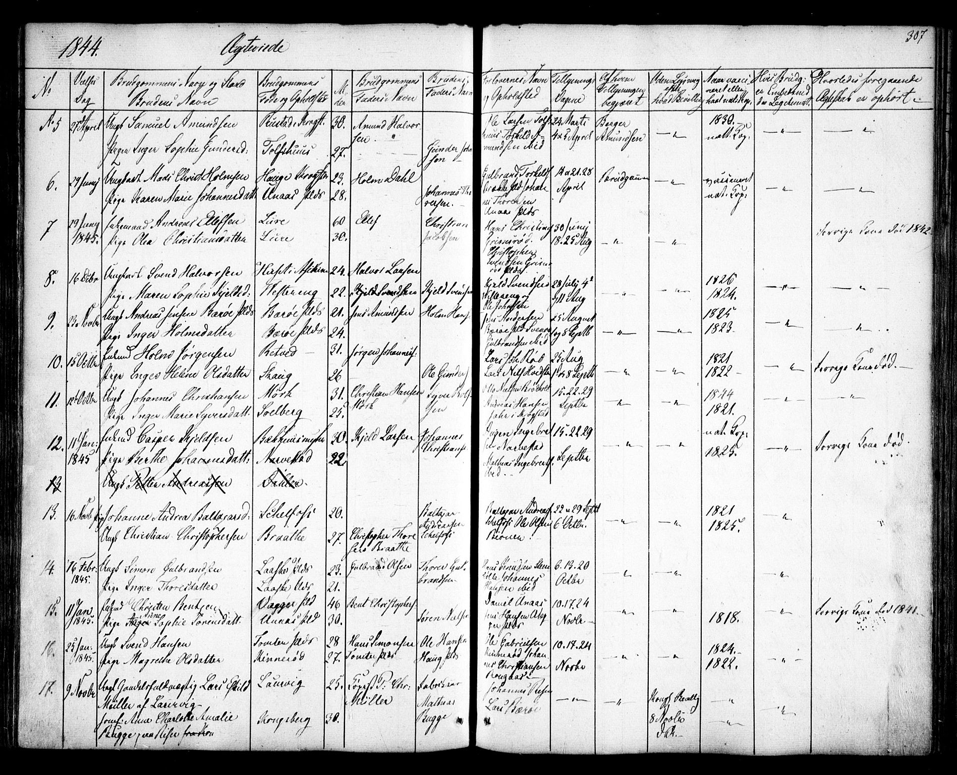 Hobøl prestekontor Kirkebøker, SAO/A-2002/F/Fa/L0003: Parish register (official) no. I 3, 1842-1864, p. 307