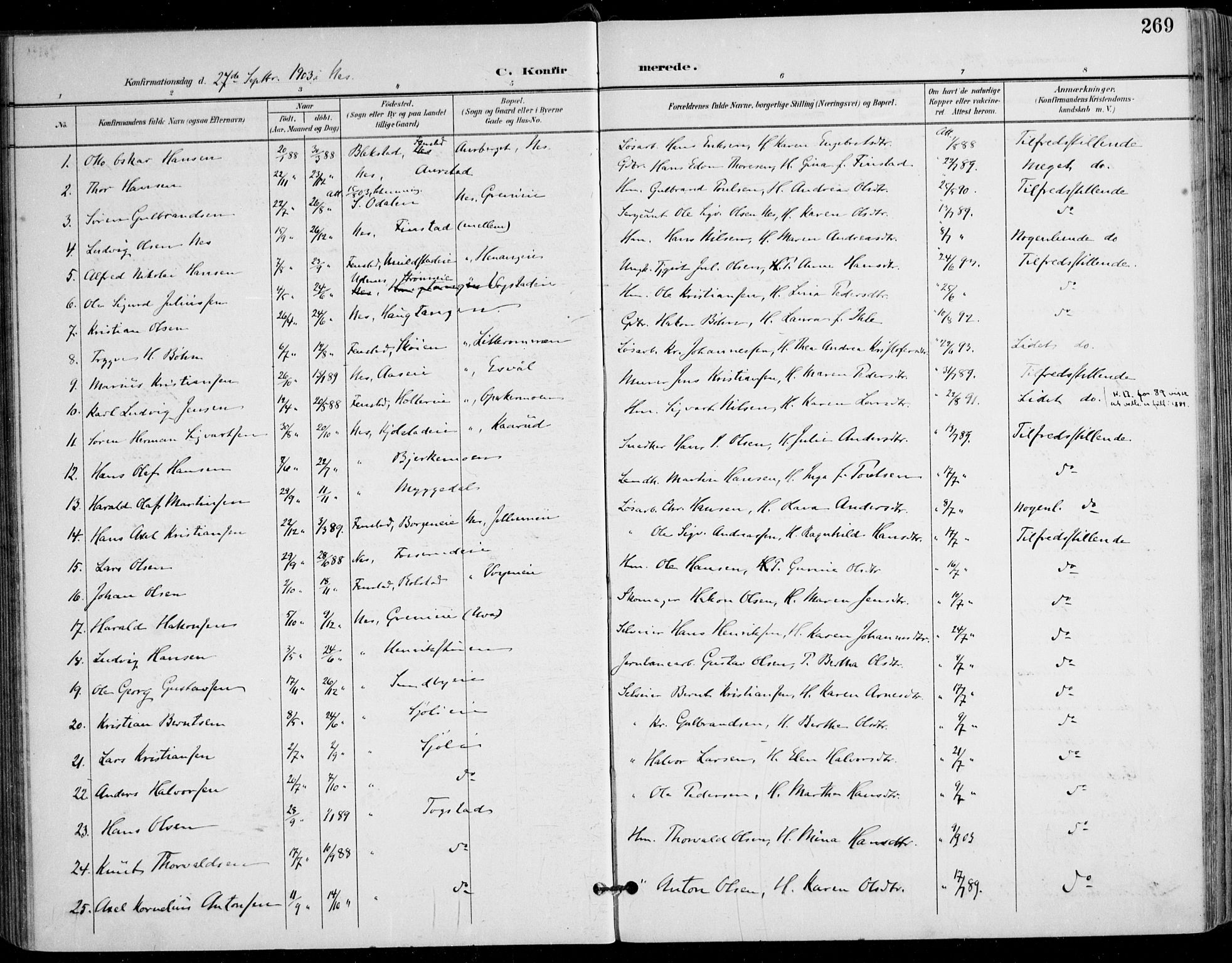 Nes prestekontor Kirkebøker, AV/SAO-A-10410/F/Fa/L0011: Parish register (official) no. I 11, 1899-1918, p. 269