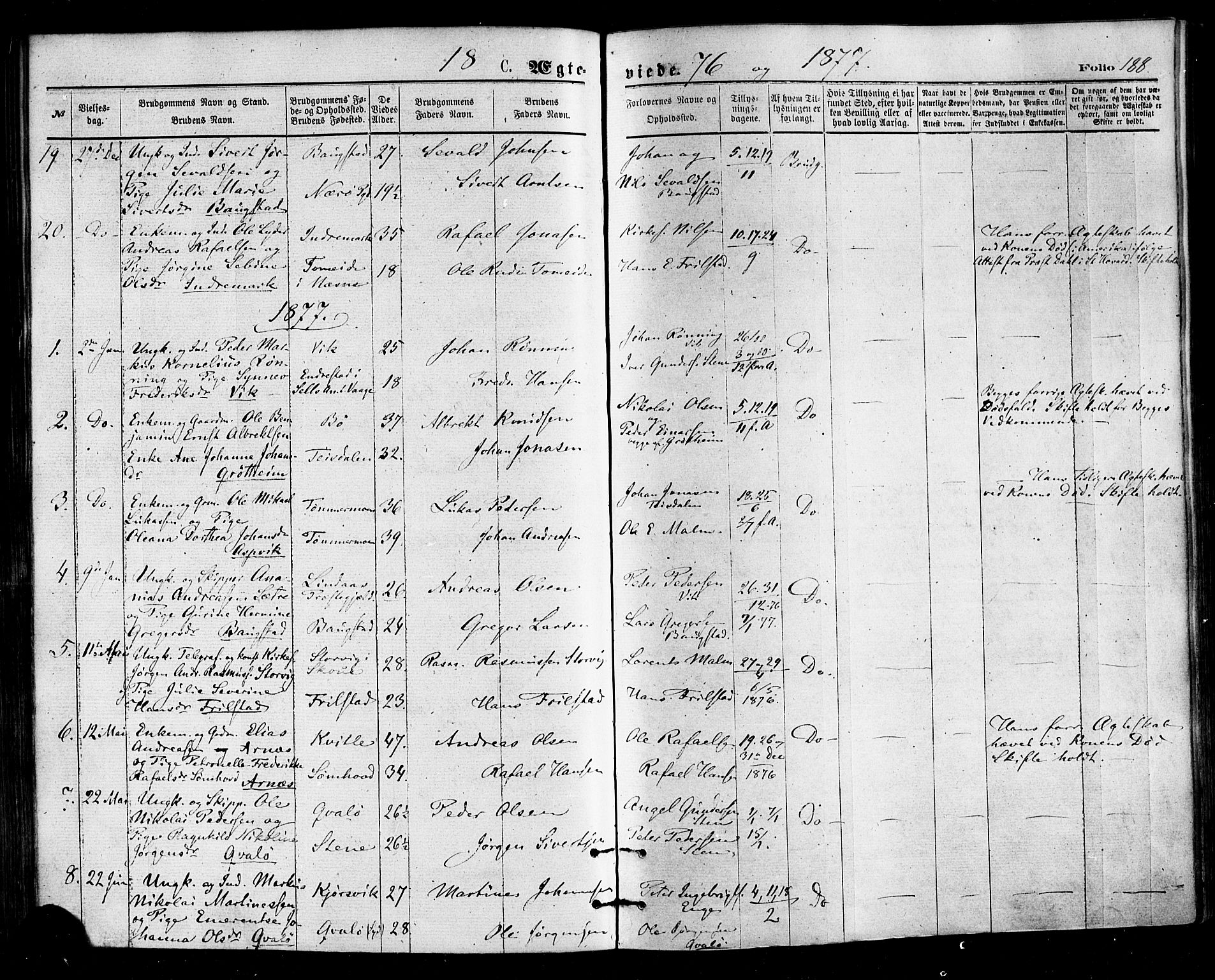 Ministerialprotokoller, klokkerbøker og fødselsregistre - Nordland, SAT/A-1459/812/L0177: Parish register (official) no. 812A06, 1875-1885, p. 188