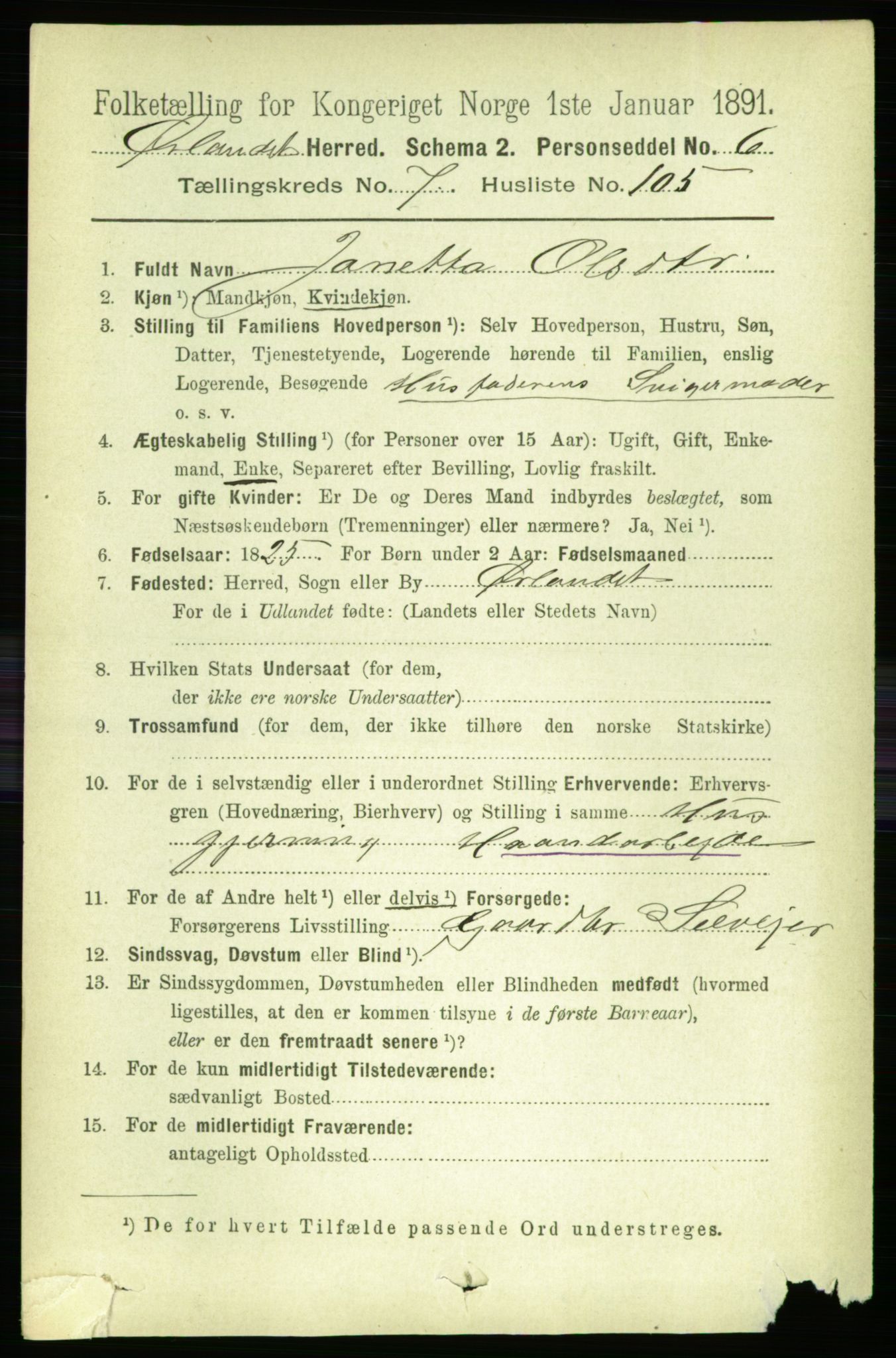 RA, 1891 census for 1621 Ørland, 1891, p. 3095