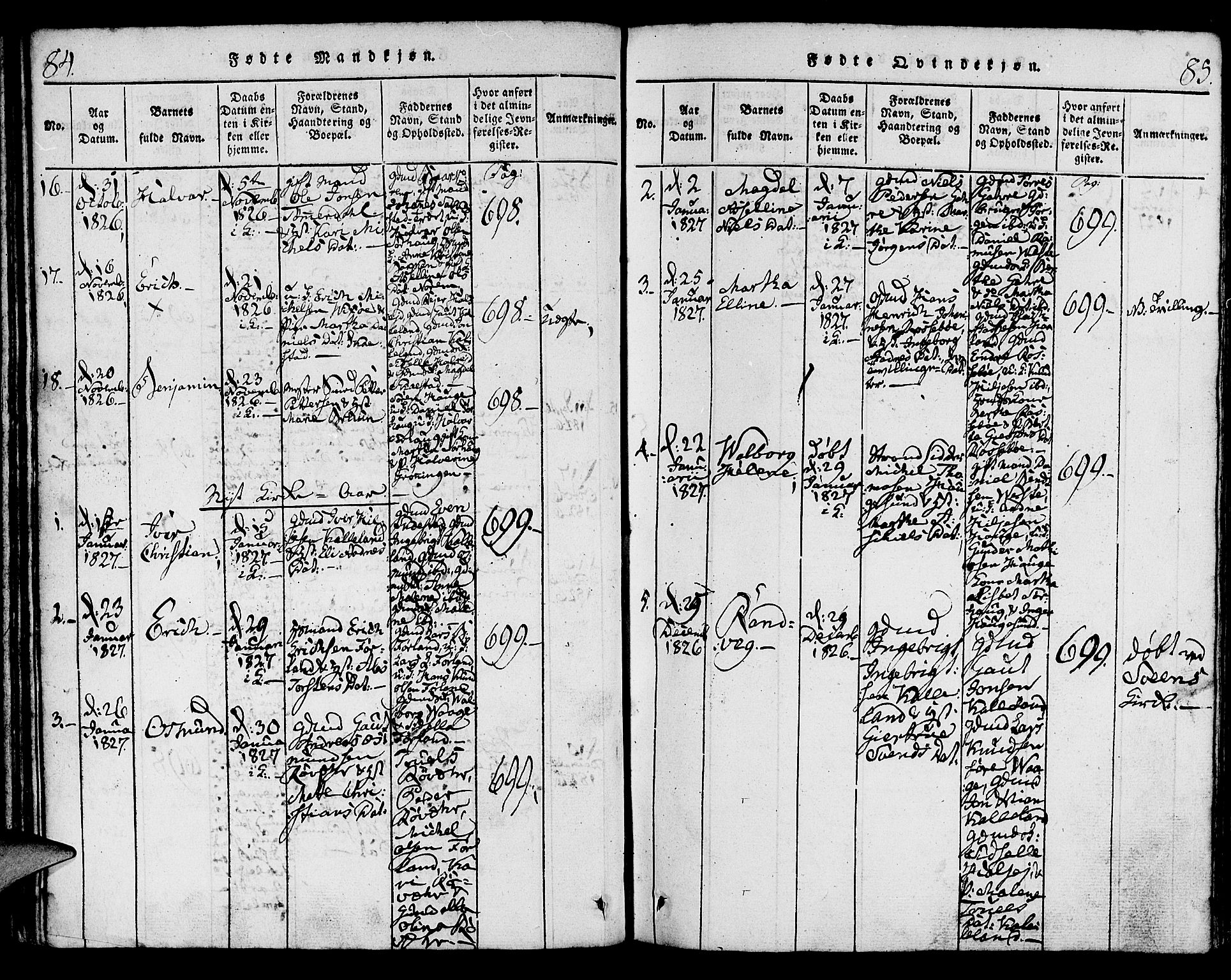 Torvastad sokneprestkontor, AV/SAST-A -101857/H/Ha/Haa/L0004: Parish register (official) no. A 4, 1817-1836, p. 84-85