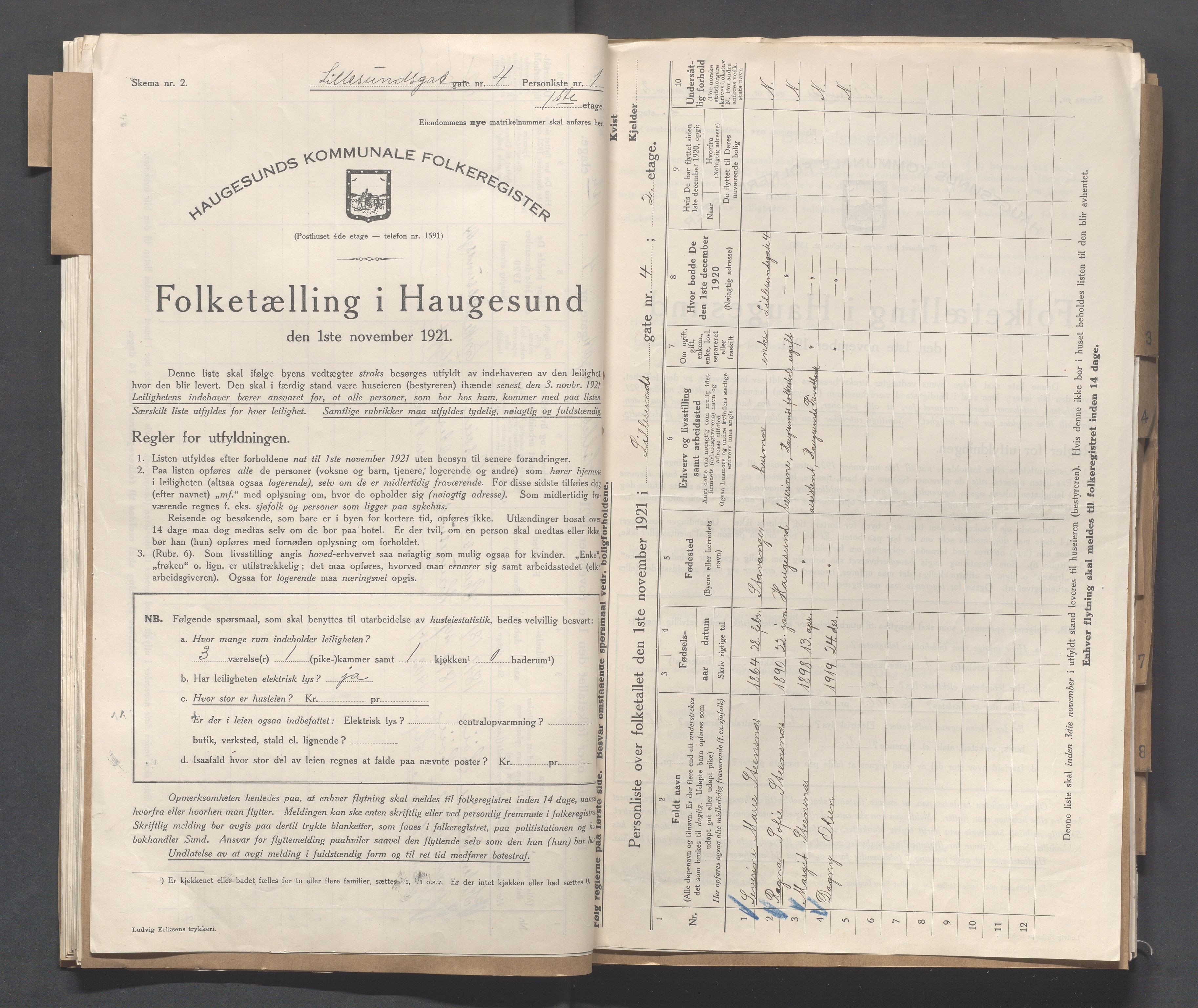 IKAR, Local census 1.11.1921 for Haugesund, 1921, p. 3042