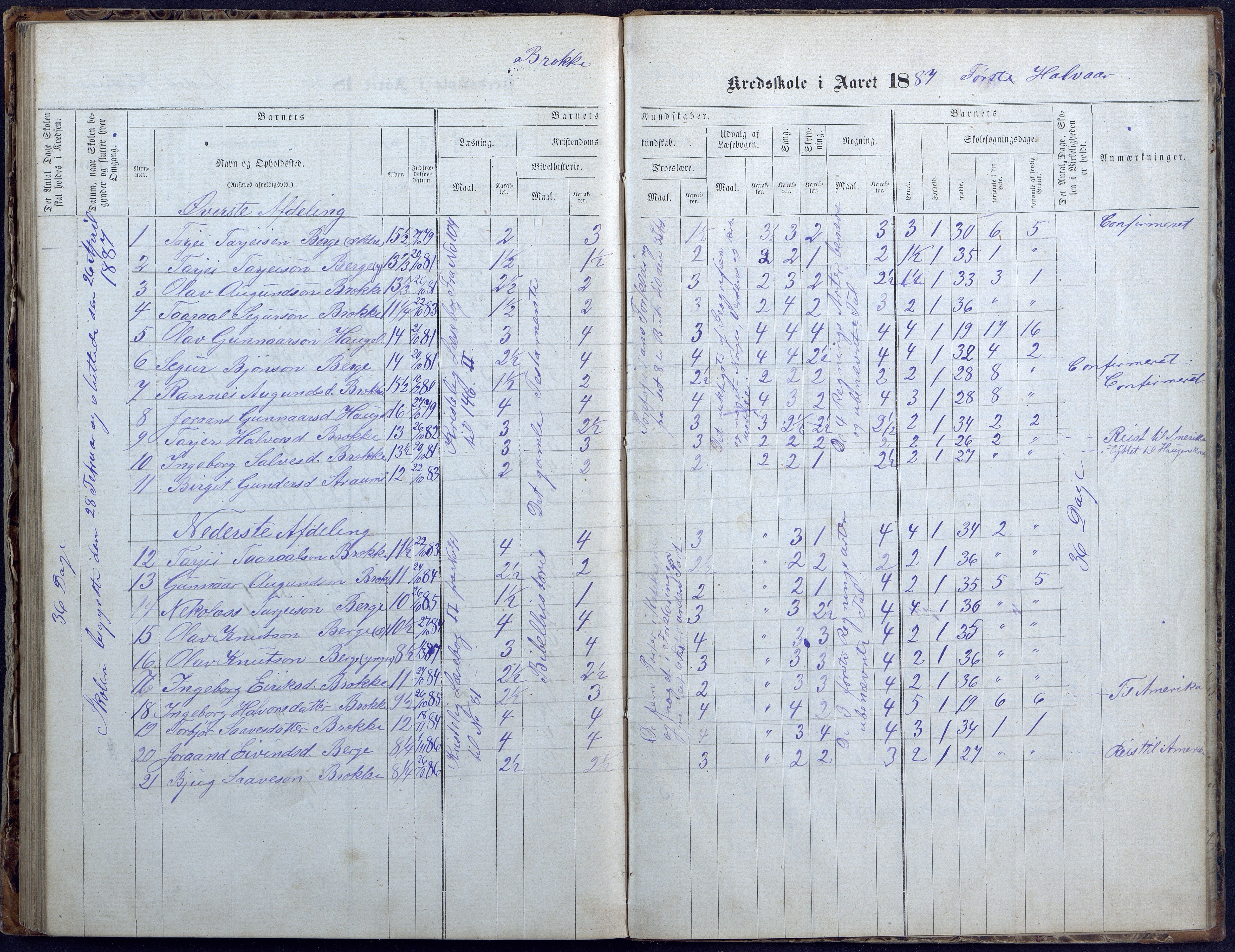 Hylestad kommune, AAKS/KA0939-PK/03/03b/L0004: Skoleprotokoll for Haugen og Brokke krets, 1863-1888