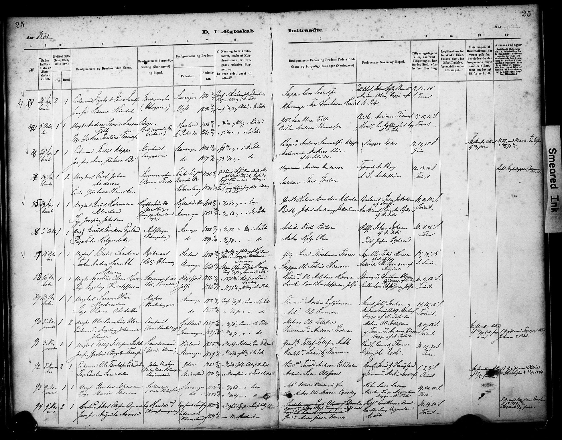 St. Petri sokneprestkontor, AV/SAST-A-101813/001/30/30BA/L0018: Parish register (official) no. A 19, 1879-1900, p. 25
