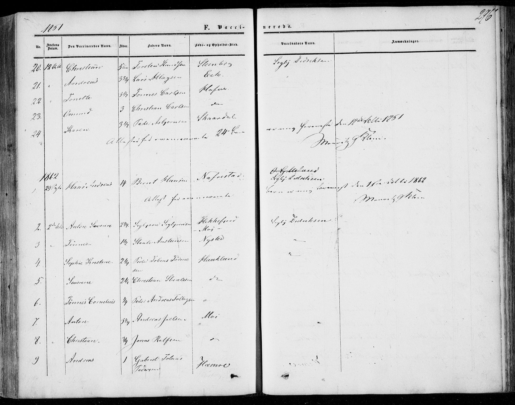 Lund sokneprestkontor, AV/SAST-A-101809/S06/L0009: Parish register (official) no. A 8, 1853-1877, p. 296