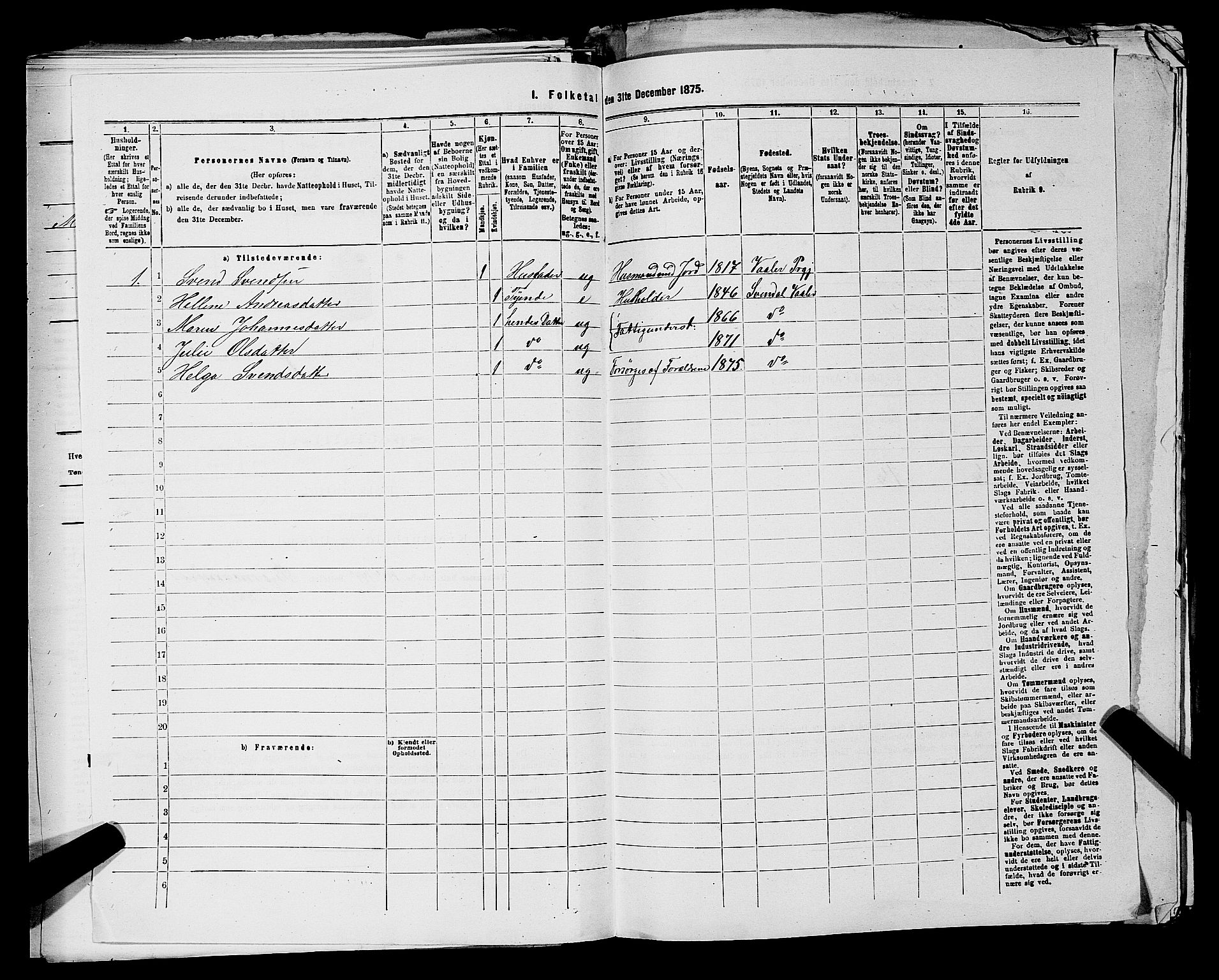 RA, 1875 census for 0137P Våler, 1875, p. 1018