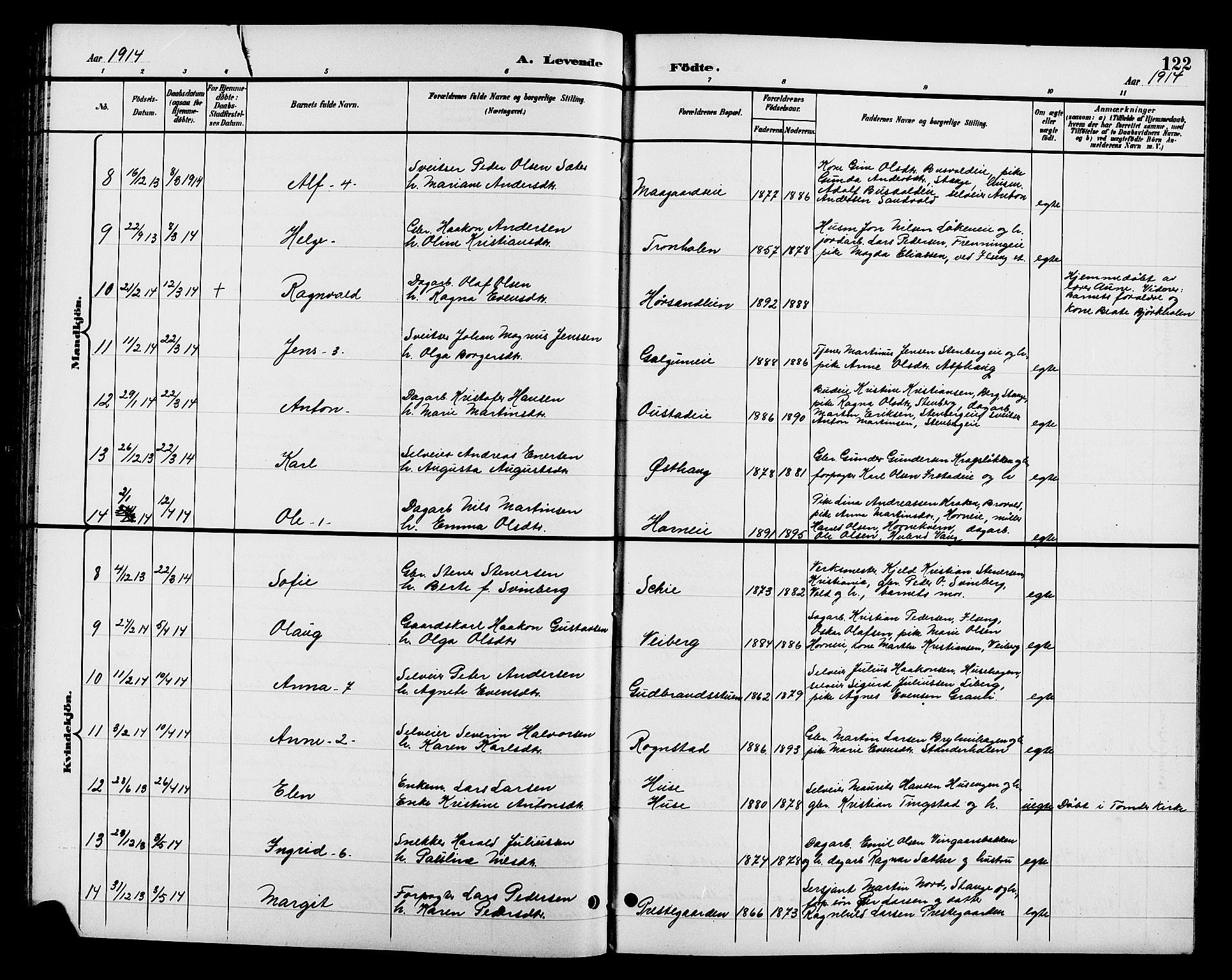 Romedal prestekontor, AV/SAH-PREST-004/L/L0012: Parish register (copy) no. 12, 1896-1914, p. 122