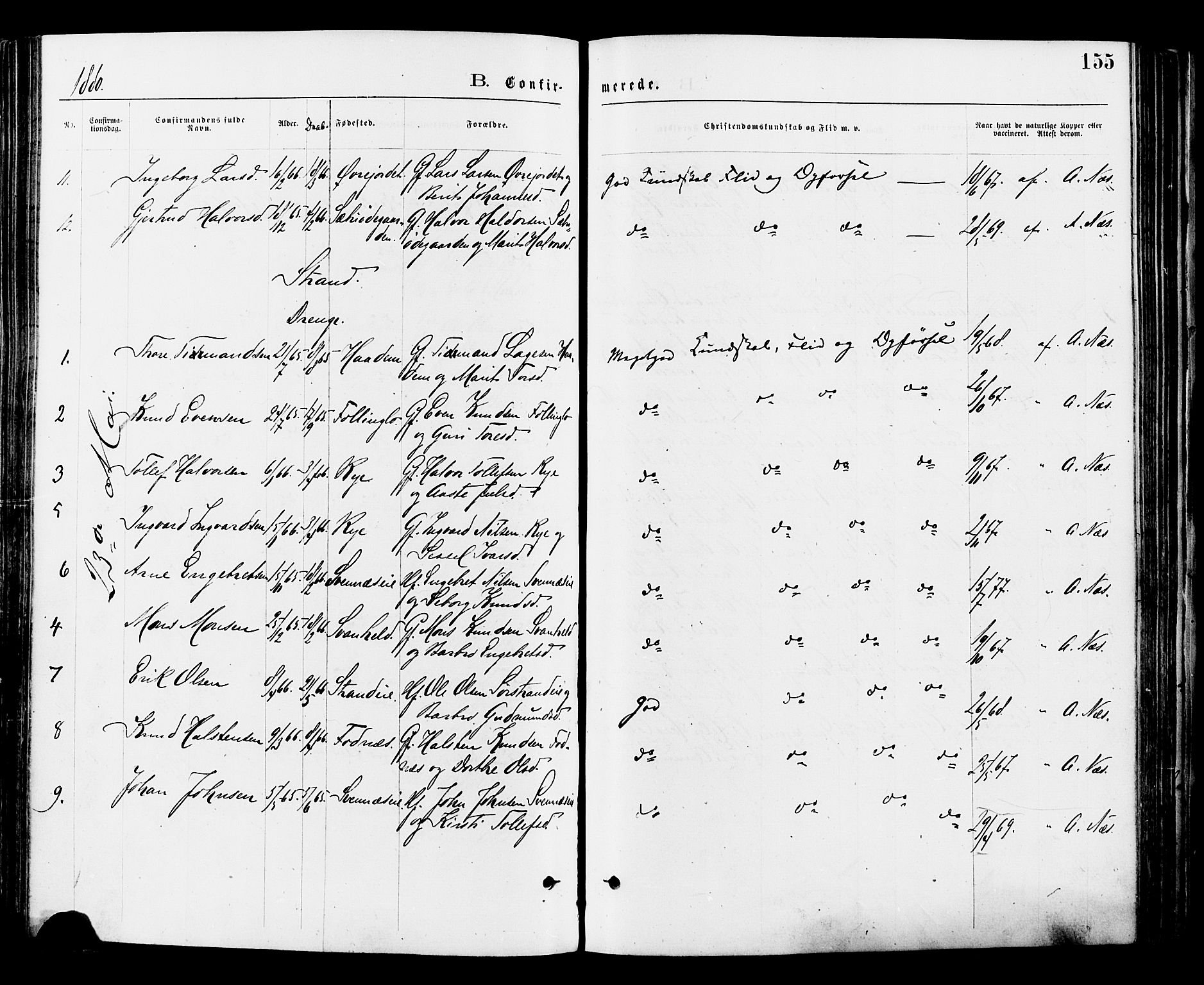 Nord-Aurdal prestekontor, AV/SAH-PREST-132/H/Ha/Haa/L0009: Parish register (official) no. 9, 1876-1882, p. 155