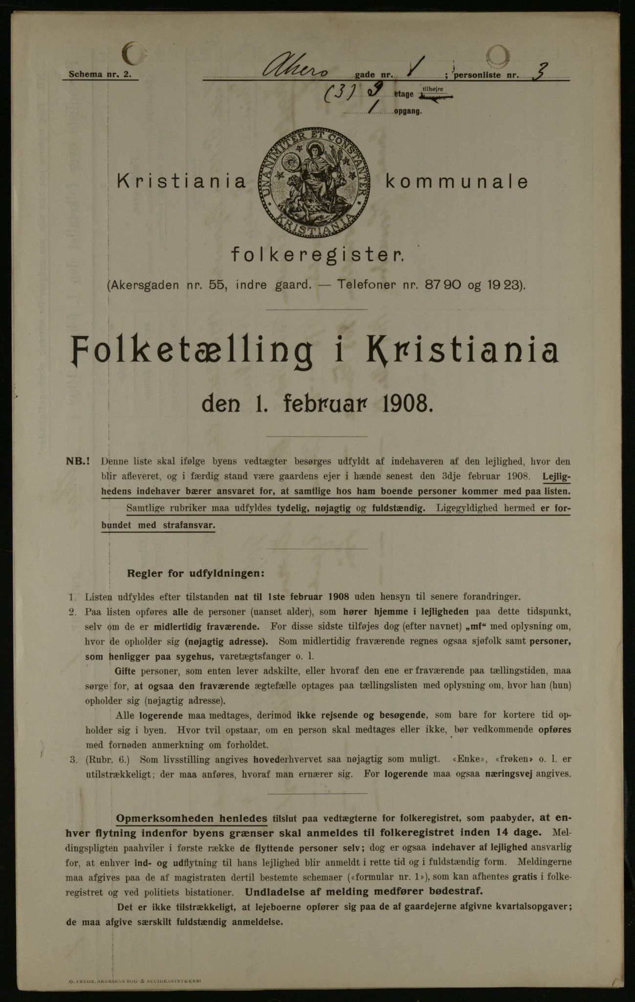 OBA, Municipal Census 1908 for Kristiania, 1908, p. 314