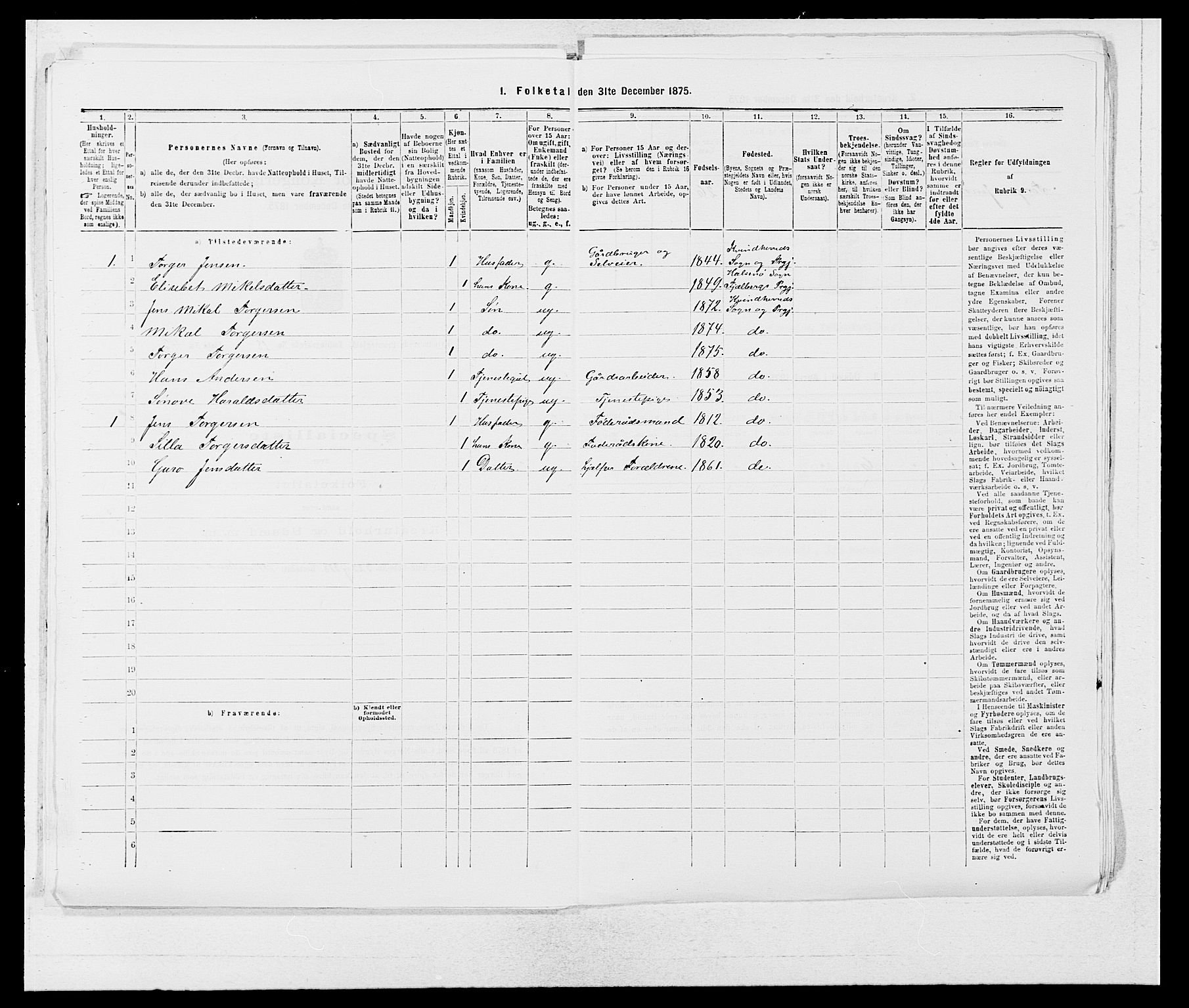 SAB, 1875 census for 1224P Kvinnherad, 1875, p. 1188