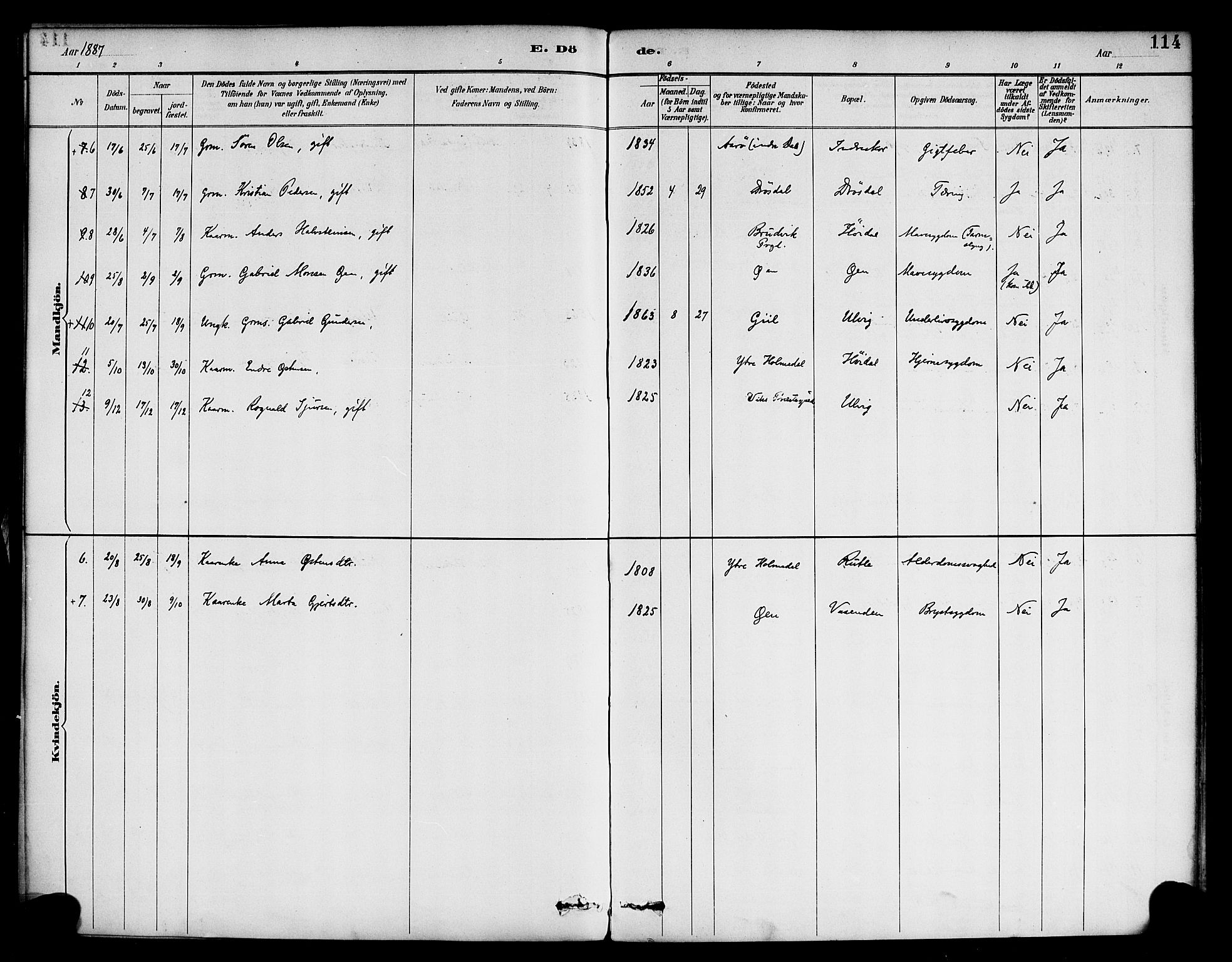 Hyllestad sokneprestembete, SAB/A-80401: Parish register (official) no. D 1, 1886-1905, p. 114