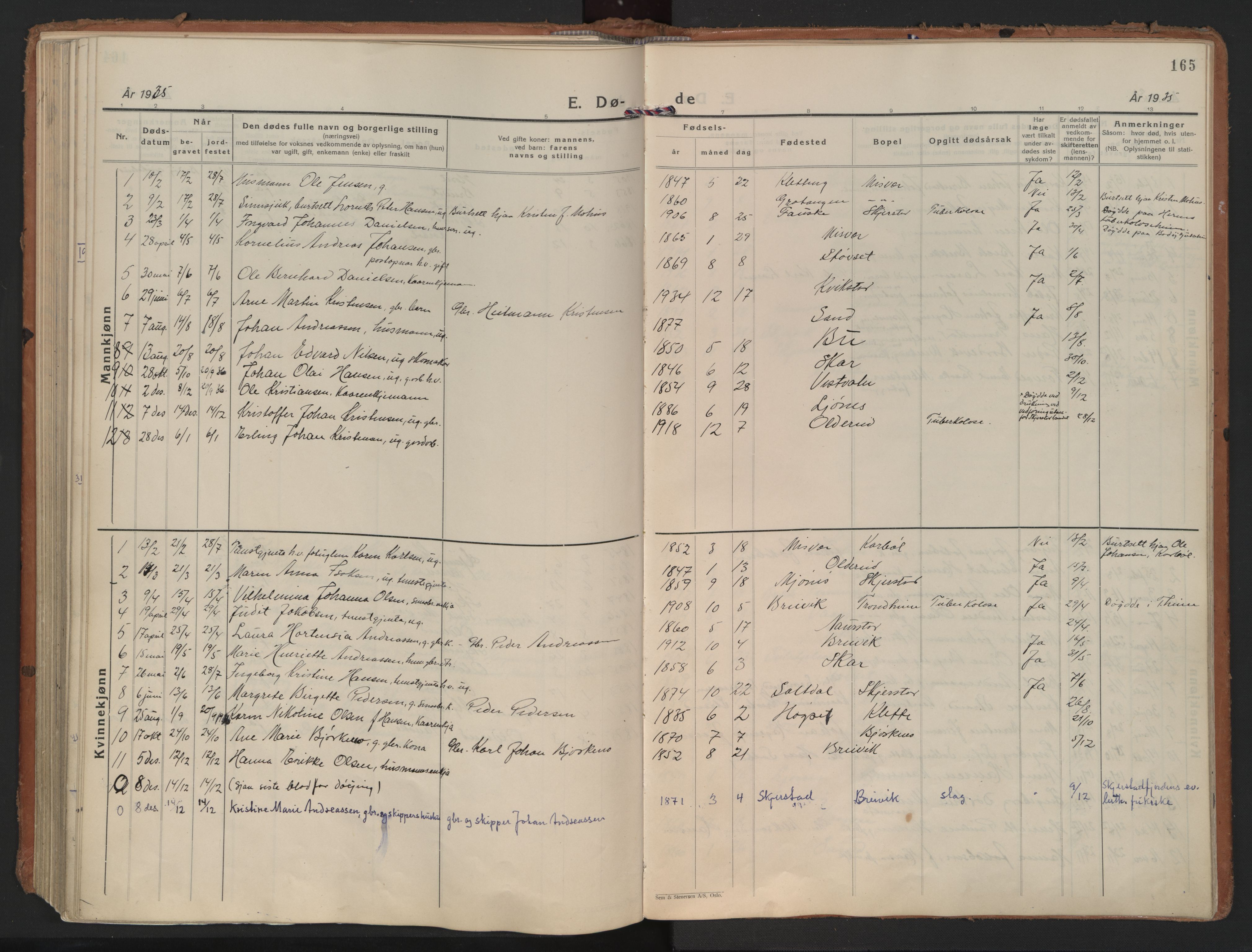 Ministerialprotokoller, klokkerbøker og fødselsregistre - Nordland, AV/SAT-A-1459/852/L0749: Parish register (official) no. 852A19, 1933-1951, p. 165