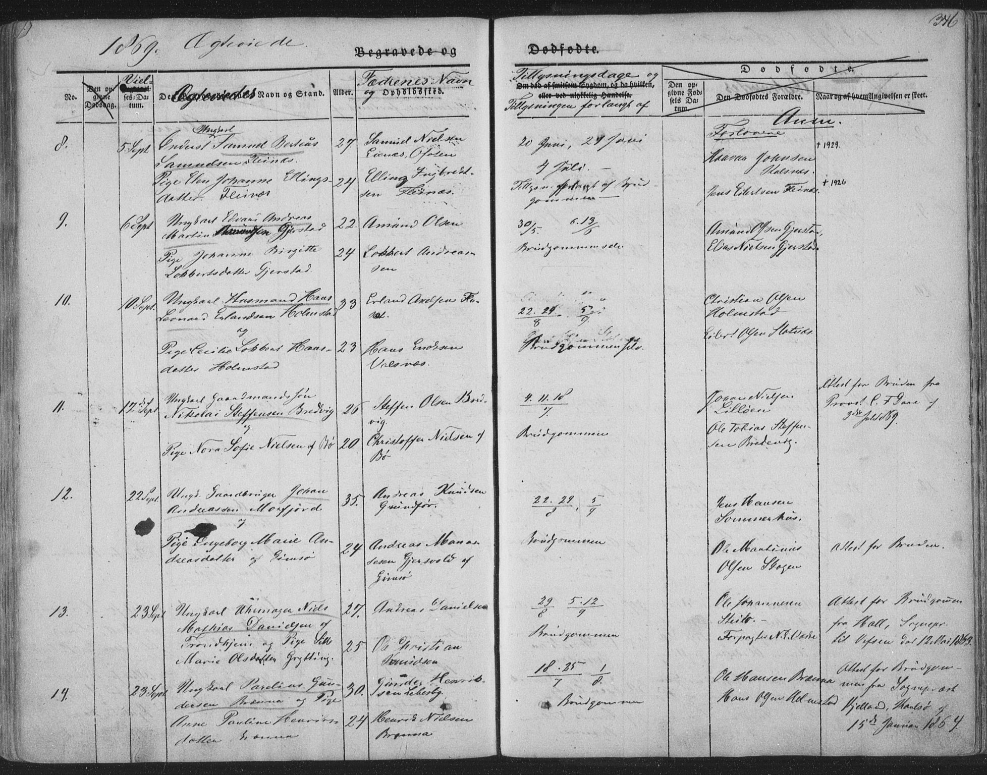 Ministerialprotokoller, klokkerbøker og fødselsregistre - Nordland, AV/SAT-A-1459/888/L1241: Parish register (official) no. 888A07, 1849-1869, p. 346