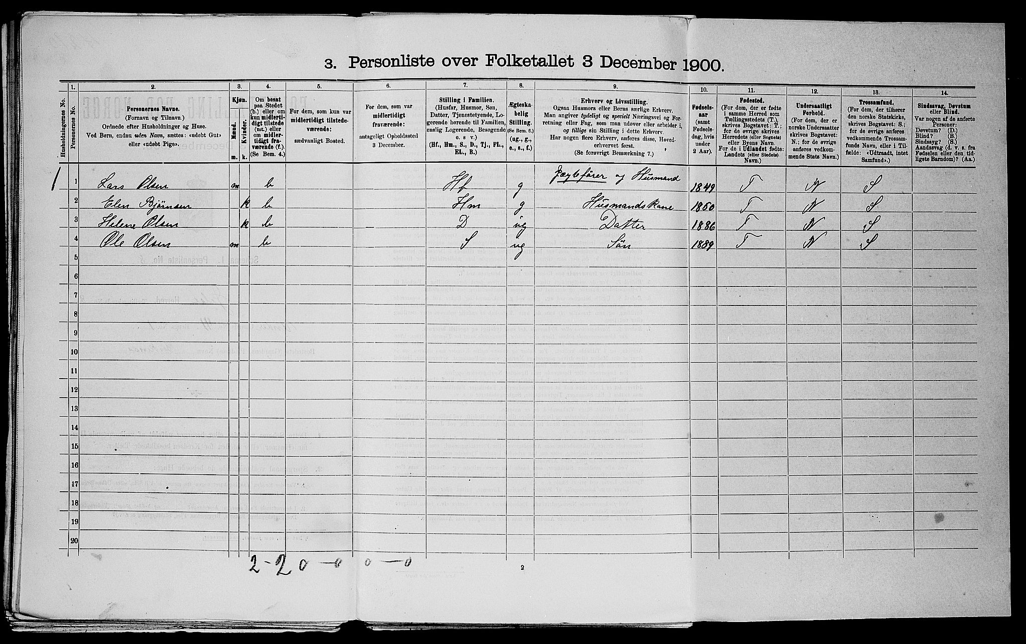 SAST, 1900 census for Jelsa, 1900, p. 494