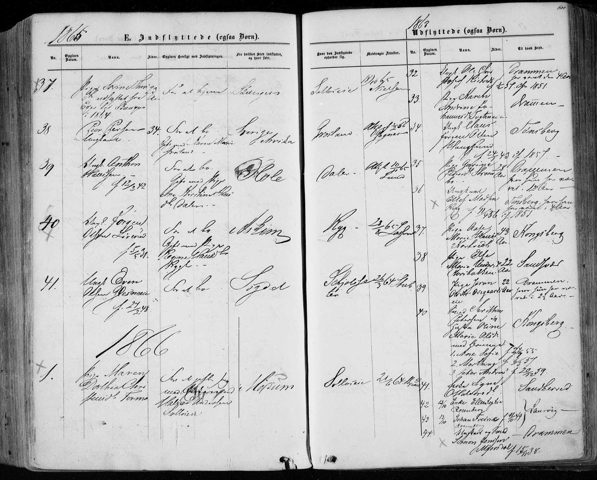 Eiker kirkebøker, SAKO/A-4/F/Fa/L0016: Parish register (official) no. I 16, 1860-1868, p. 600