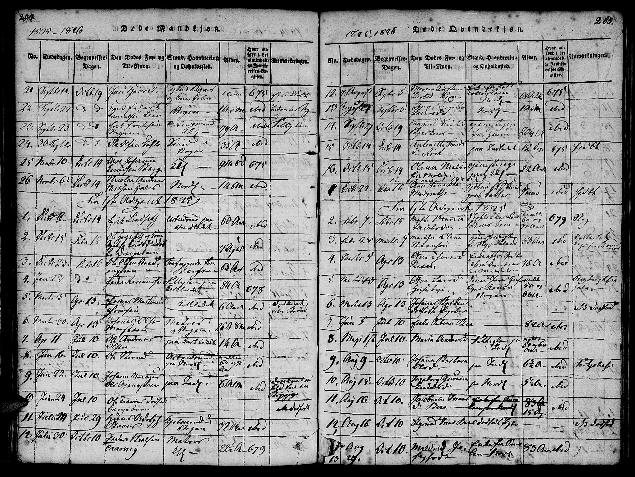 Ministerialprotokoller, klokkerbøker og fødselsregistre - Møre og Romsdal, AV/SAT-A-1454/572/L0842: Parish register (official) no. 572A05, 1819-1832, p. 204-205