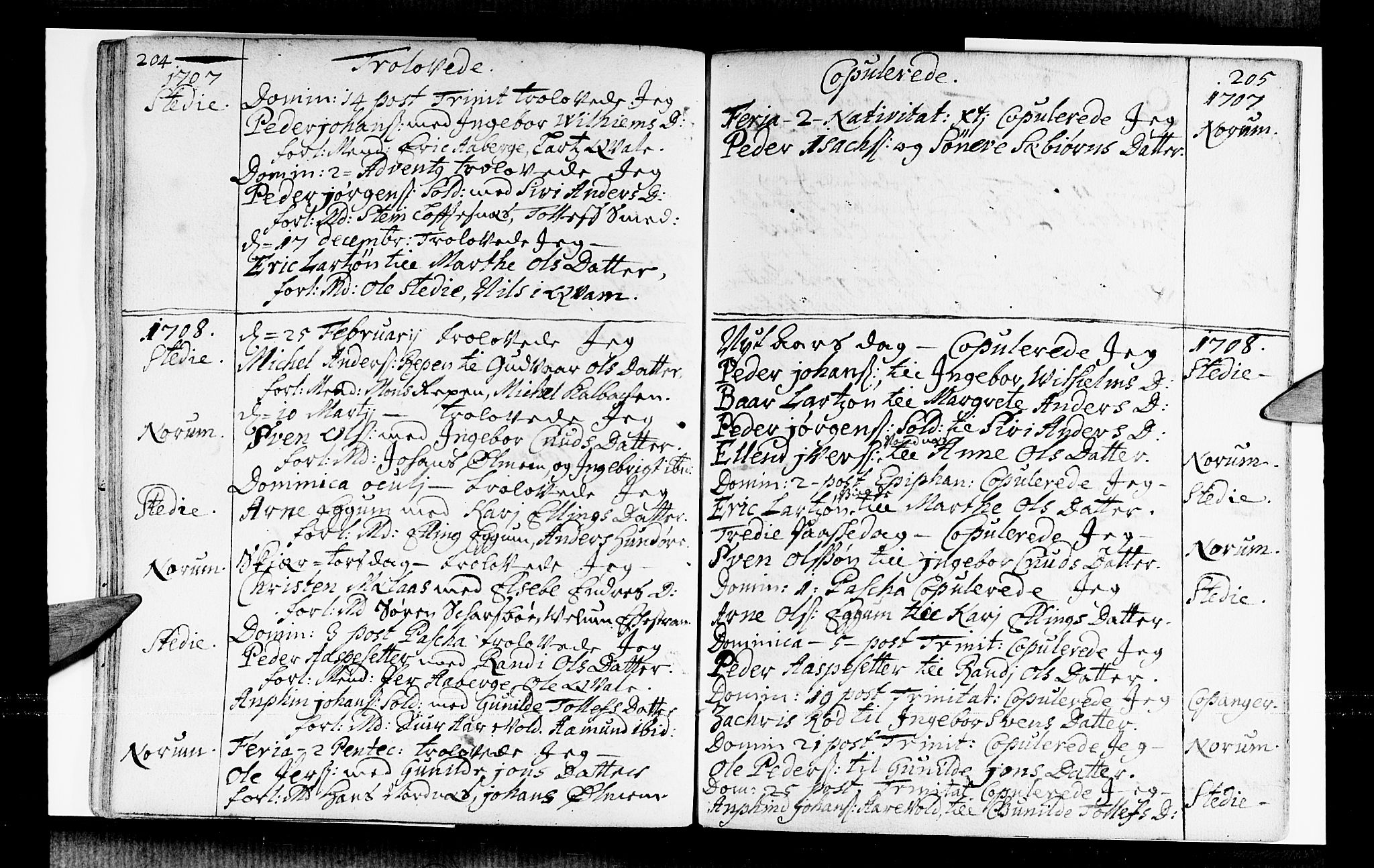 Sogndal sokneprestembete, SAB/A-81301/H/Haa/Haaa/L0001: Parish register (official) no. A 1, 1689-1713, p. 204-205