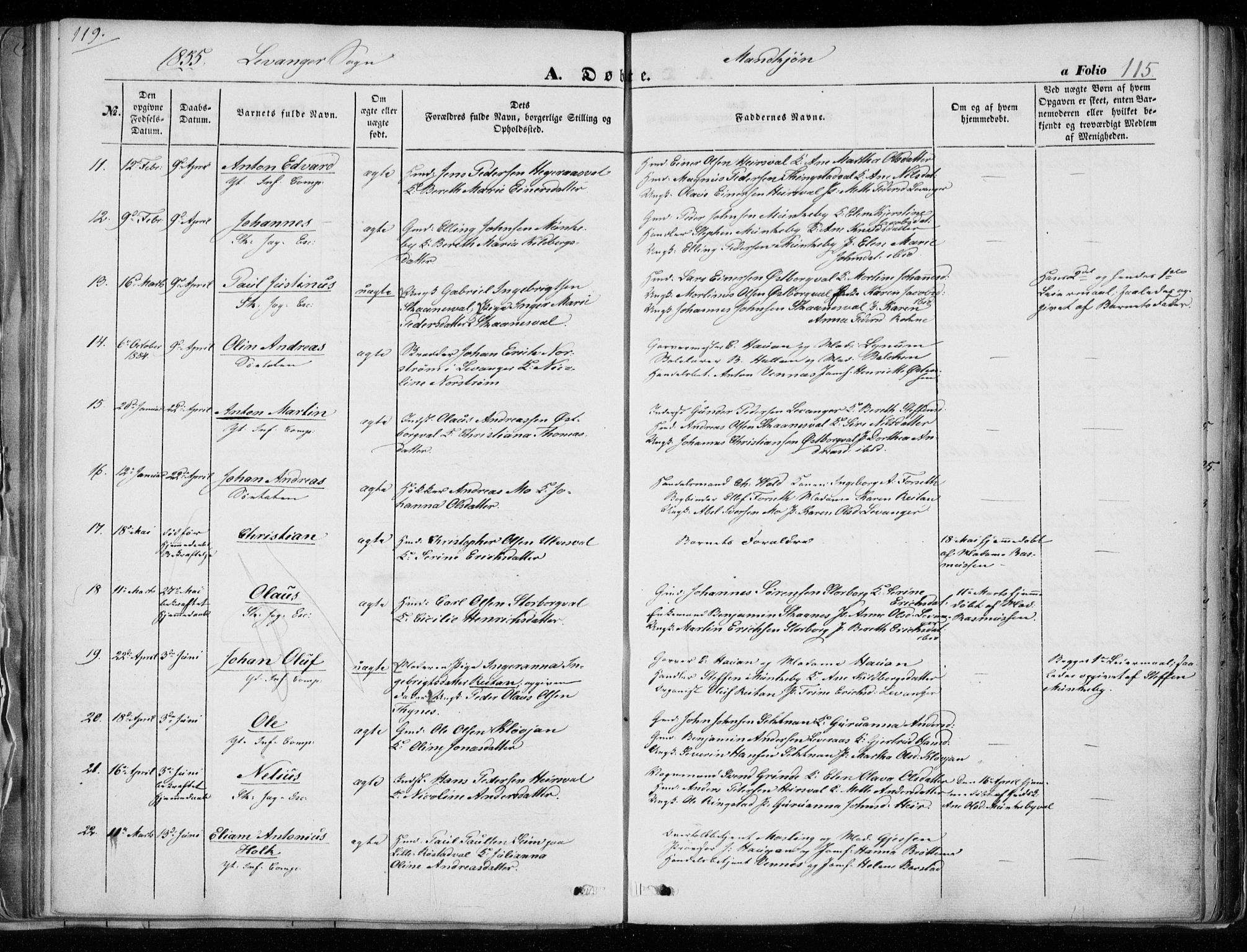 Ministerialprotokoller, klokkerbøker og fødselsregistre - Nord-Trøndelag, SAT/A-1458/720/L0183: Parish register (official) no. 720A01, 1836-1855, p. 115