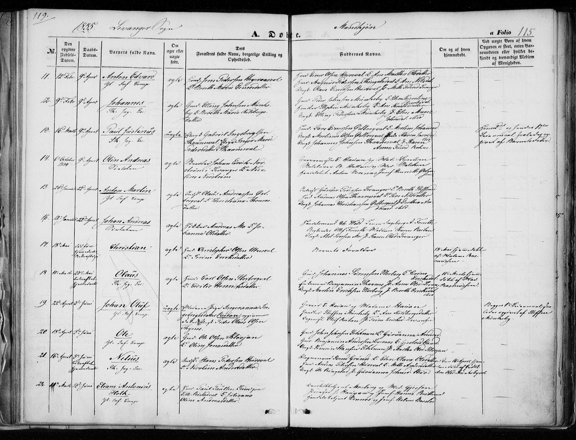 Ministerialprotokoller, klokkerbøker og fødselsregistre - Nord-Trøndelag, AV/SAT-A-1458/720/L0183: Parish register (official) no. 720A01, 1836-1855, p. 115