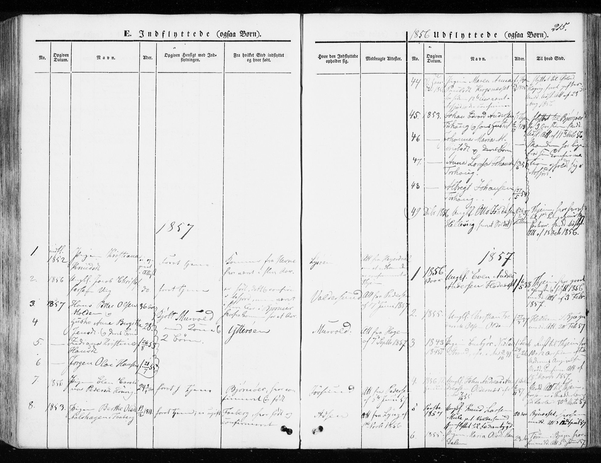 Ministerialprotokoller, klokkerbøker og fødselsregistre - Sør-Trøndelag, SAT/A-1456/655/L0677: Parish register (official) no. 655A06, 1847-1860, p. 215