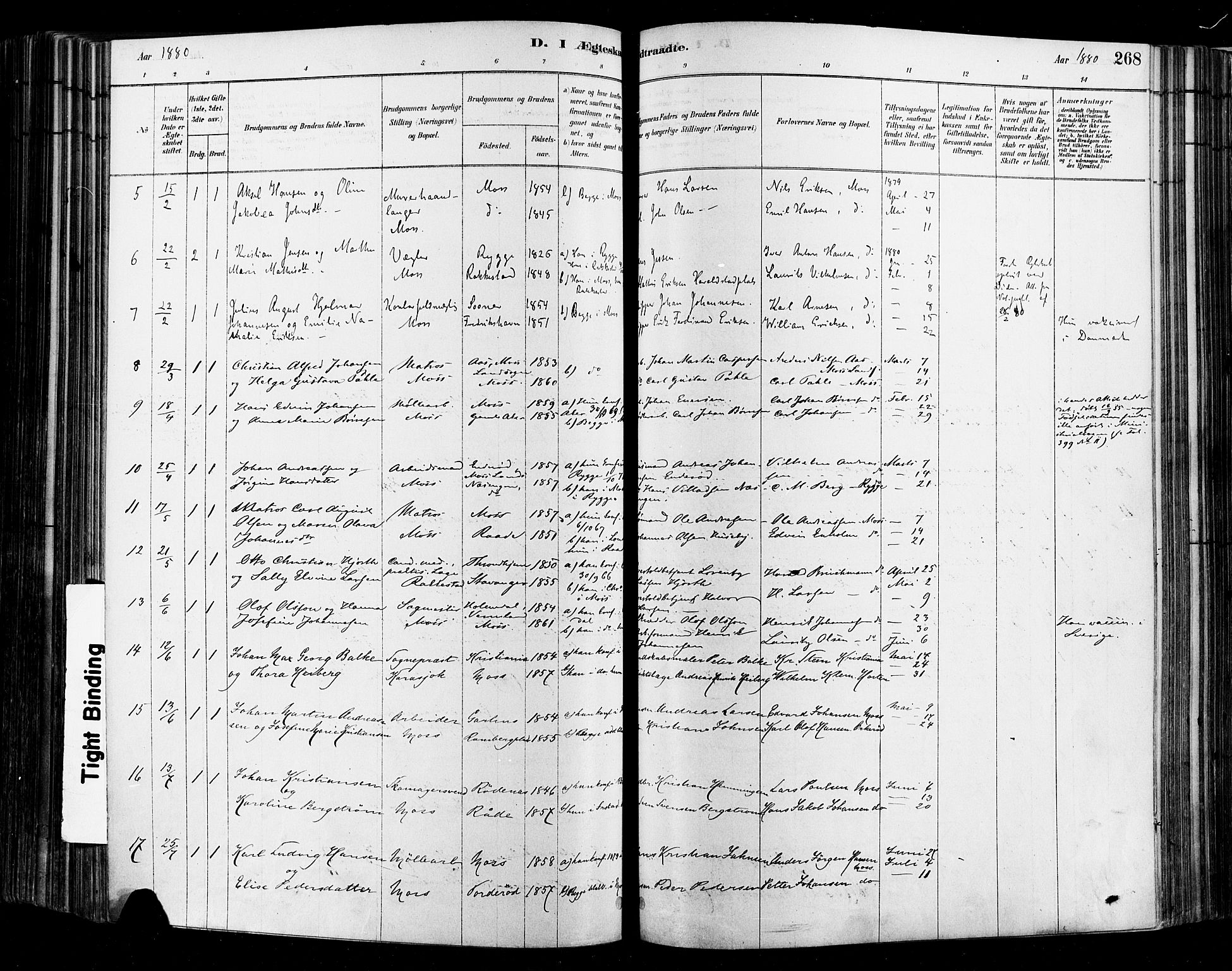 Moss prestekontor Kirkebøker, SAO/A-2003/F/Fb/L0001: Parish register (official) no. II 1, 1878-1886, p. 268
