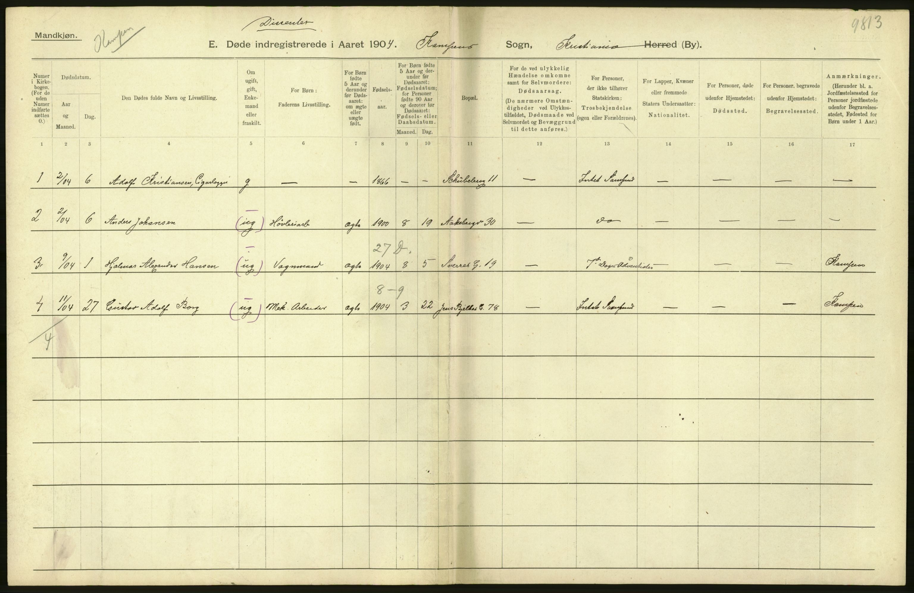 Statistisk sentralbyrå, Sosiodemografiske emner, Befolkning, AV/RA-S-2228/D/Df/Dfa/Dfab/L0004: Kristiania: Gifte, døde, 1904, p. 530