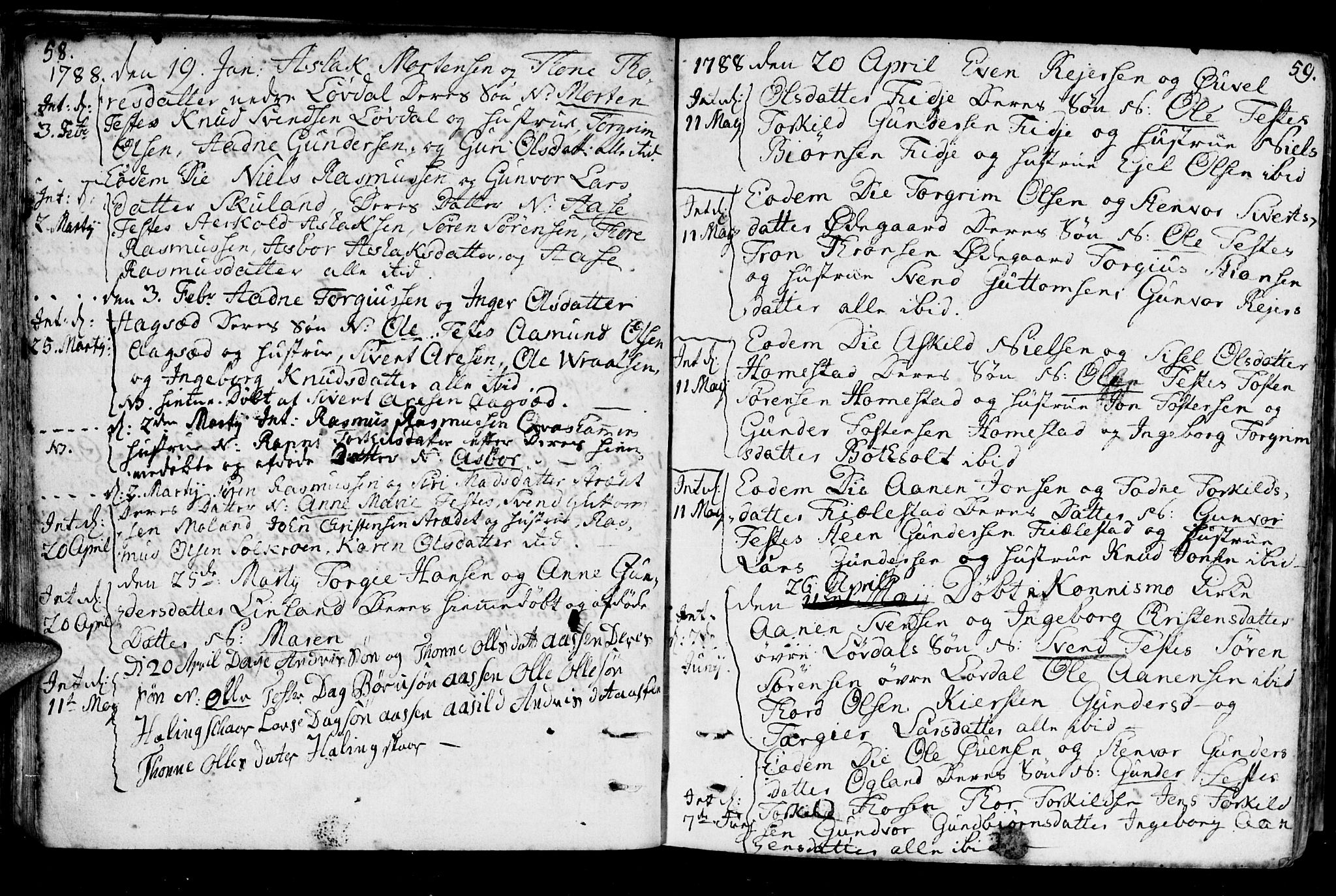 Holum sokneprestkontor, AV/SAK-1111-0022/F/Fa/Fab/L0004: Parish register (official) no. A 4, 1774-1847, p. 58-59