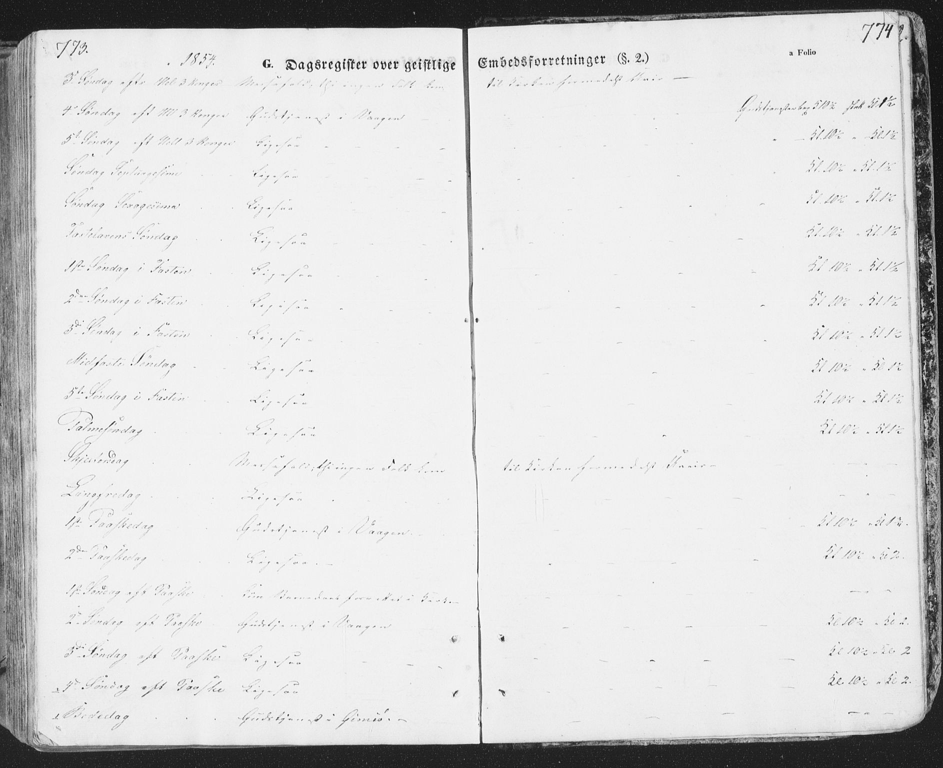 Ministerialprotokoller, klokkerbøker og fødselsregistre - Nordland, AV/SAT-A-1459/874/L1072: Parish register (copy) no. 874C01, 1843-1859, p. 773-774