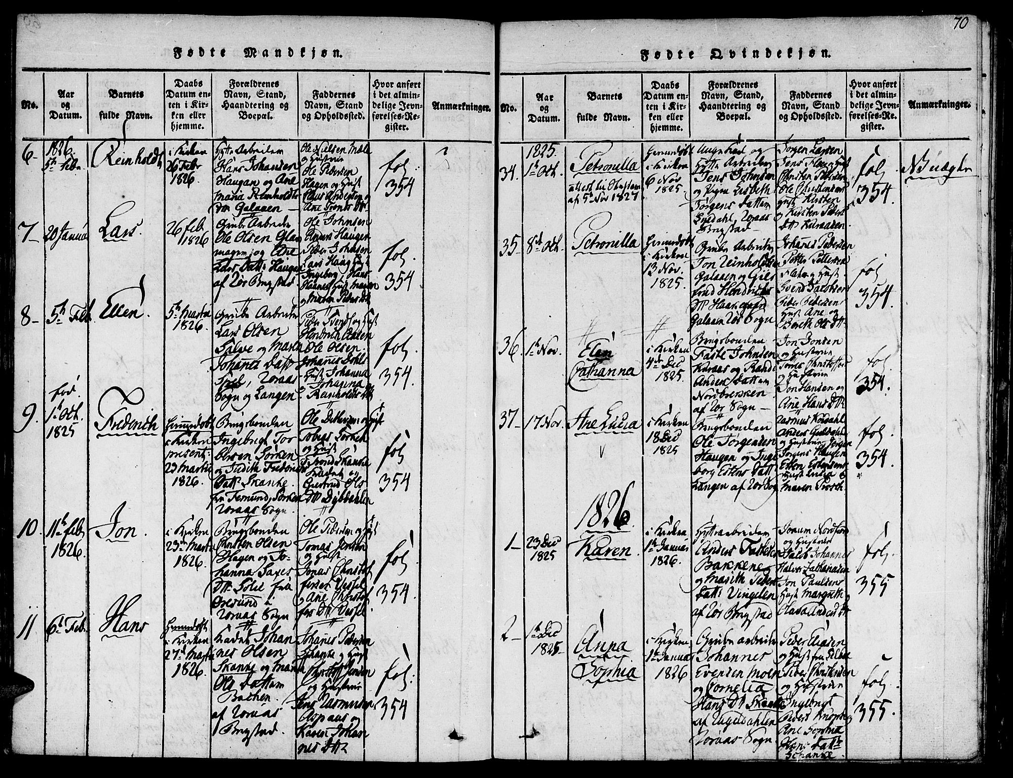 Ministerialprotokoller, klokkerbøker og fødselsregistre - Sør-Trøndelag, SAT/A-1456/681/L0929: Parish register (official) no. 681A07, 1817-1828, p. 70