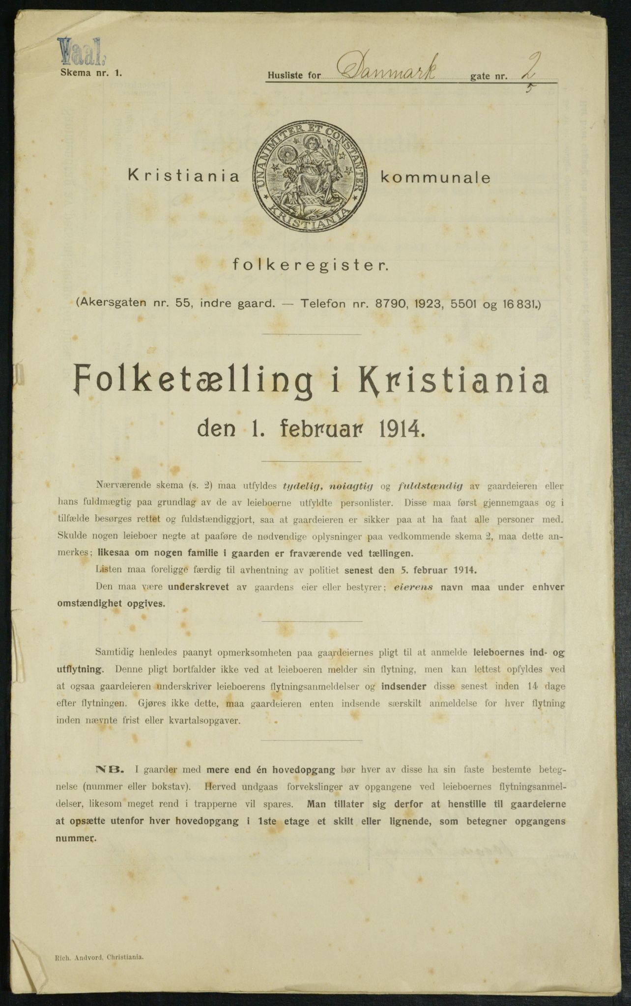 OBA, Municipal Census 1914 for Kristiania, 1914, p. 14705