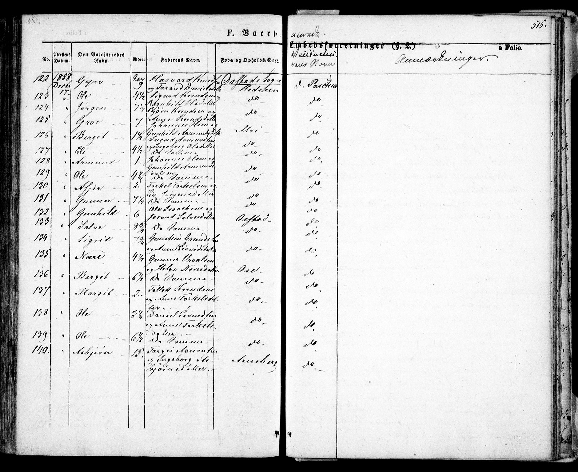 Bygland sokneprestkontor, AV/SAK-1111-0006/F/Fa/Fab/L0004: Parish register (official) no. A 4, 1842-1858, p. 515