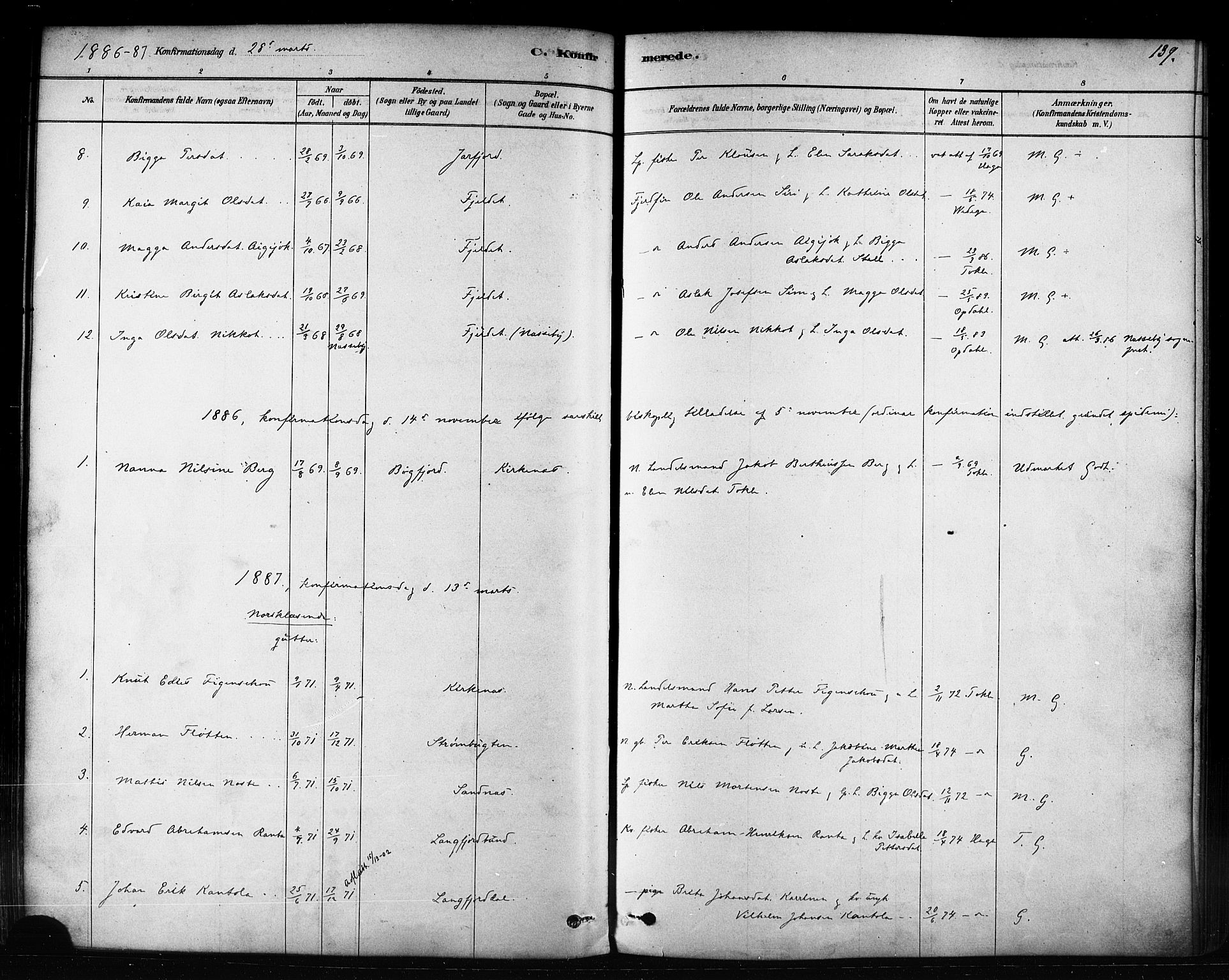 Sør-Varanger sokneprestkontor, SATØ/S-1331/H/Ha/L0003kirke: Parish register (official) no. 3, 1878-1891, p. 139