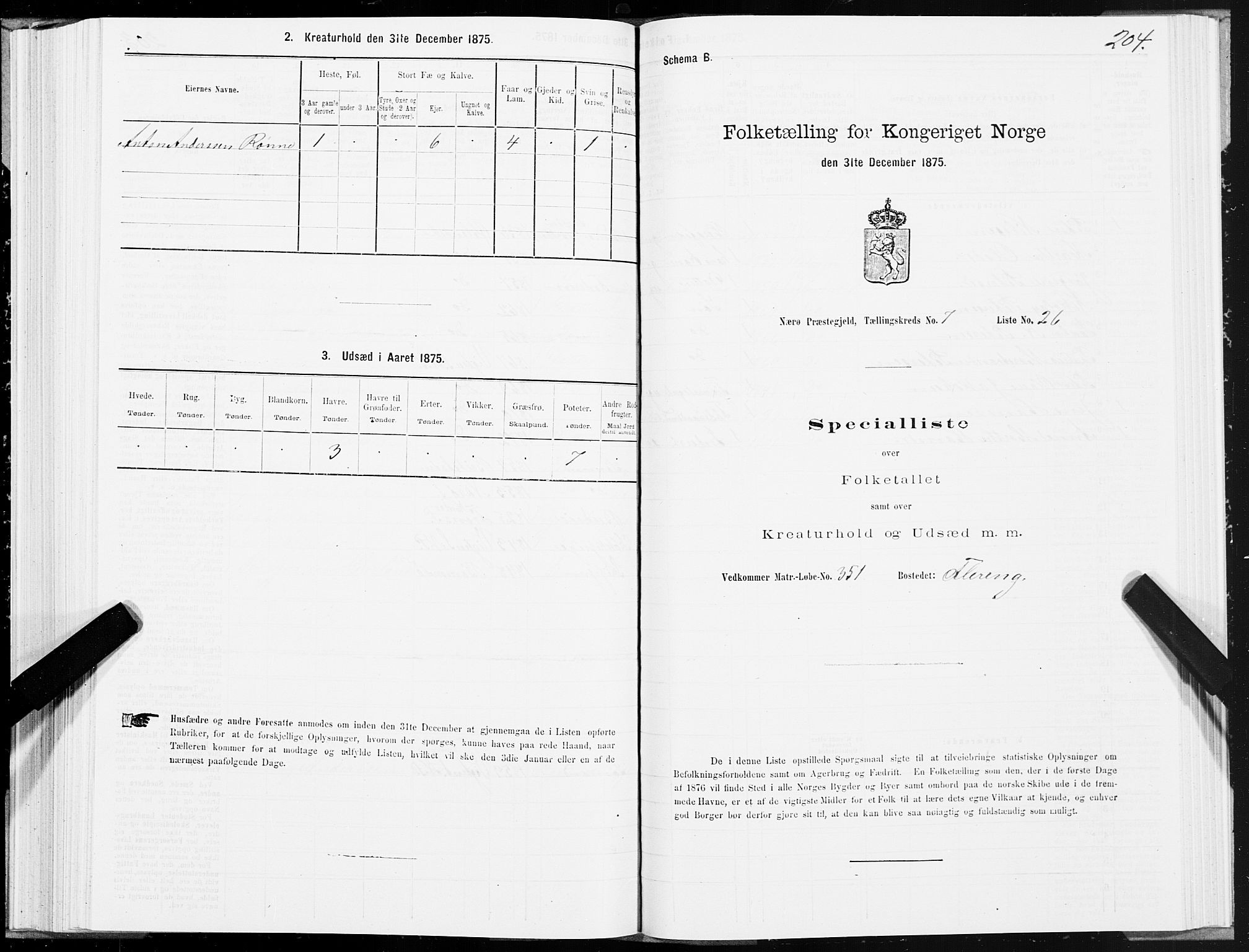 SAT, 1875 census for 1751P Nærøy, 1875, p. 3204