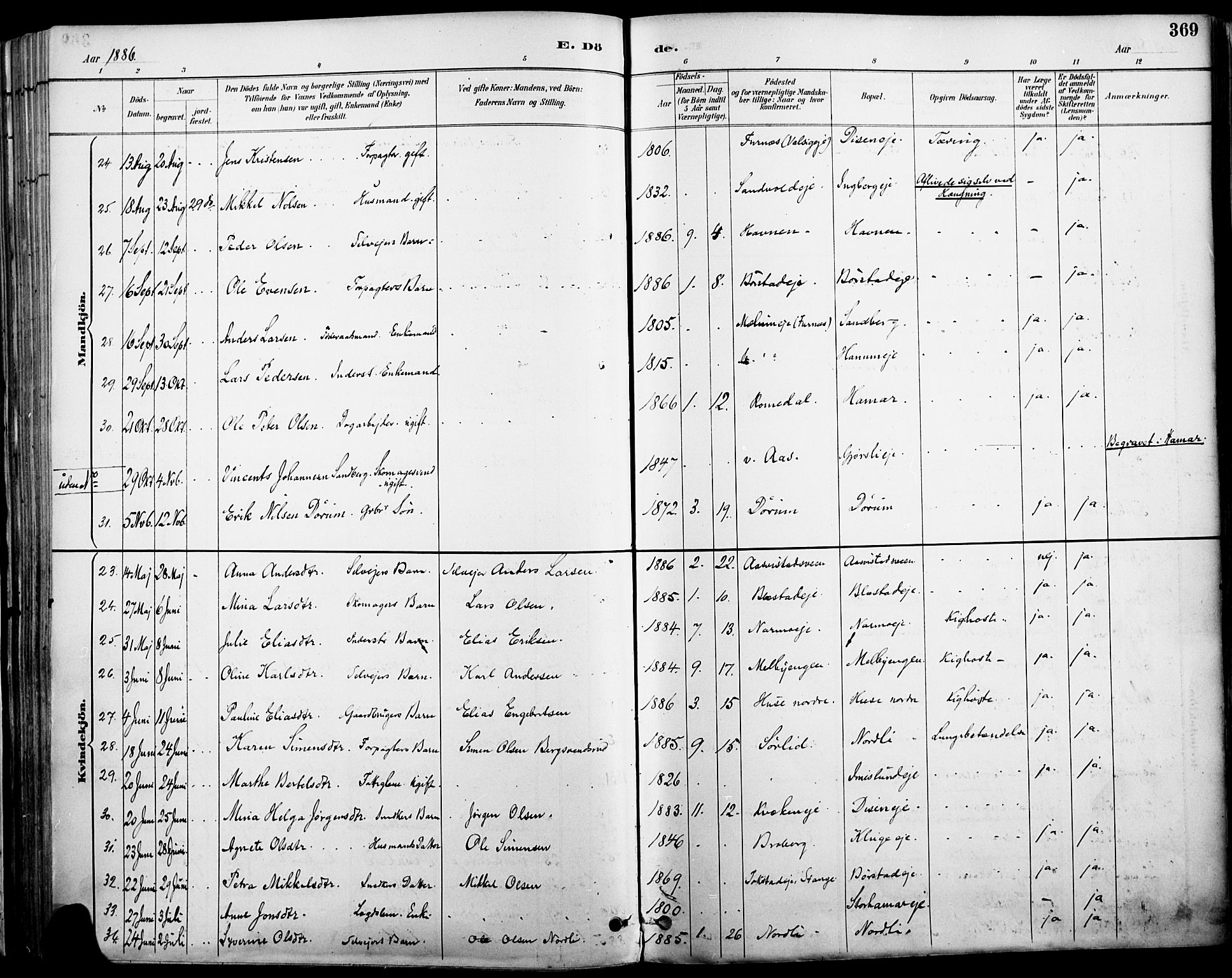 Vang prestekontor, Hedmark, AV/SAH-PREST-008/H/Ha/Haa/L0019A: Parish register (official) no. 19, 1886-1900, p. 369