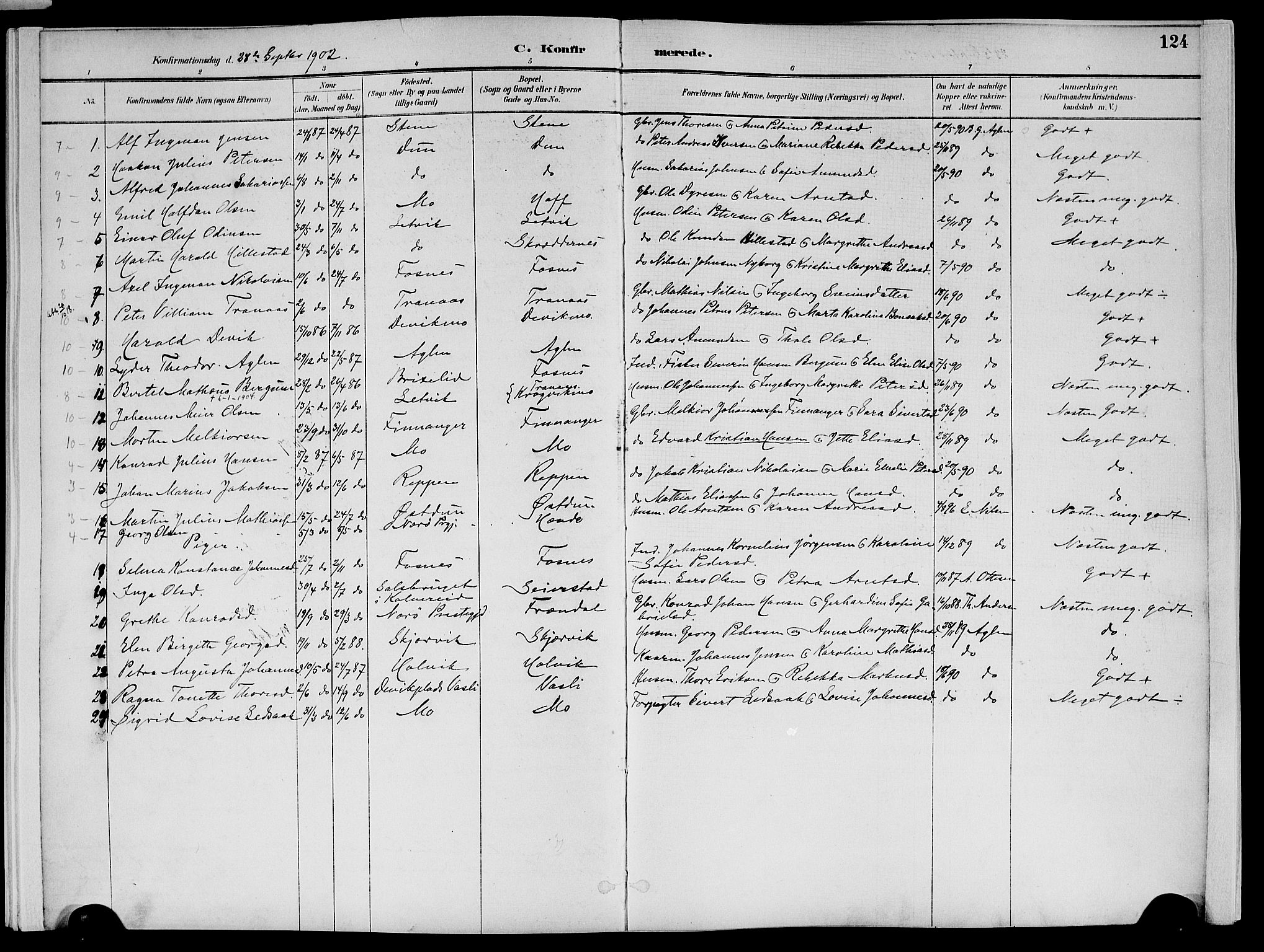 Ministerialprotokoller, klokkerbøker og fødselsregistre - Nord-Trøndelag, AV/SAT-A-1458/773/L0617: Parish register (official) no. 773A08, 1887-1910, p. 124