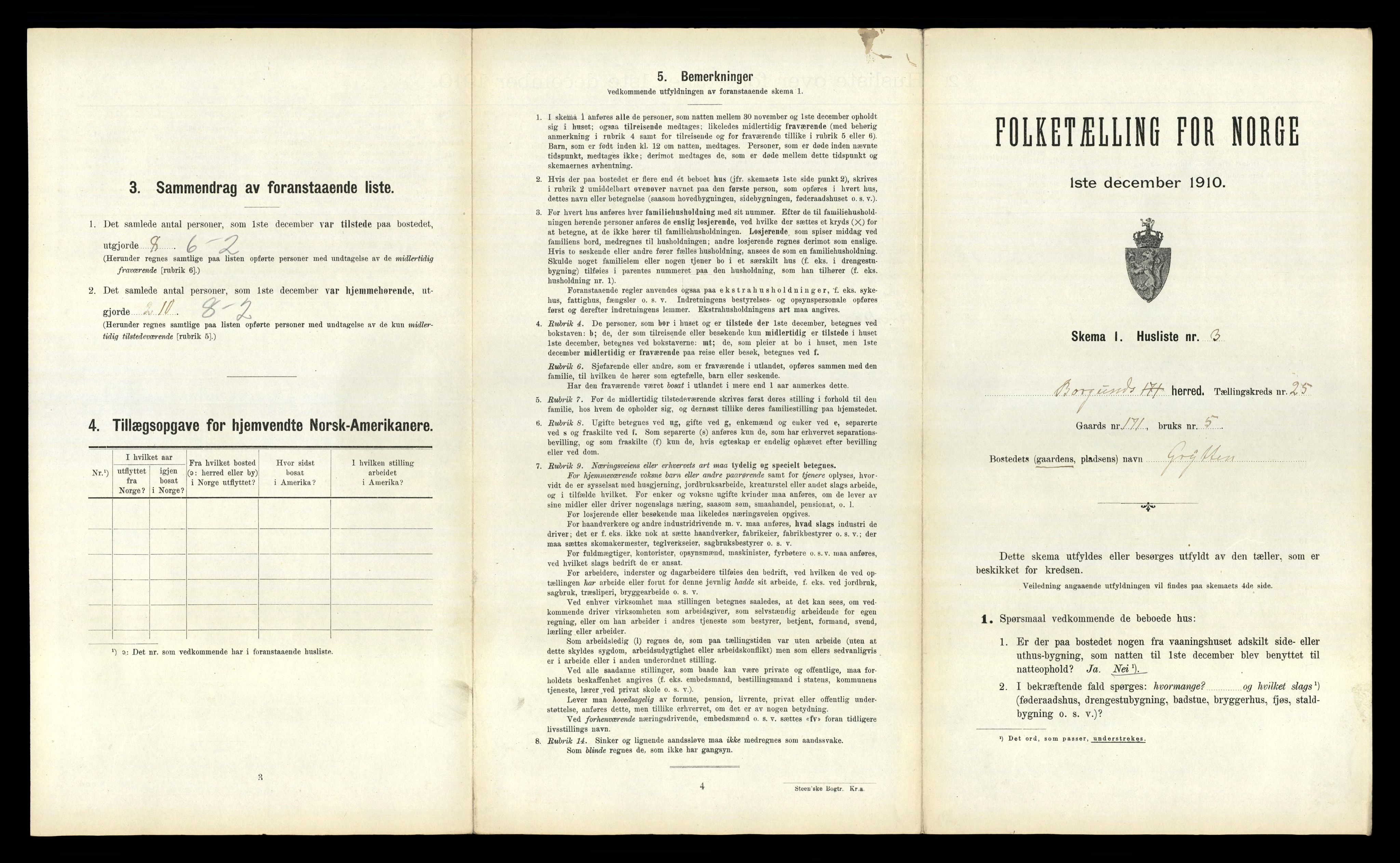RA, 1910 census for Borgund, 1910, p. 1829