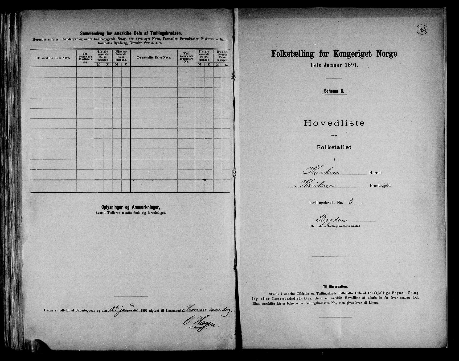 RA, 1891 census for 0440 Kvikne, 1891, p. 9