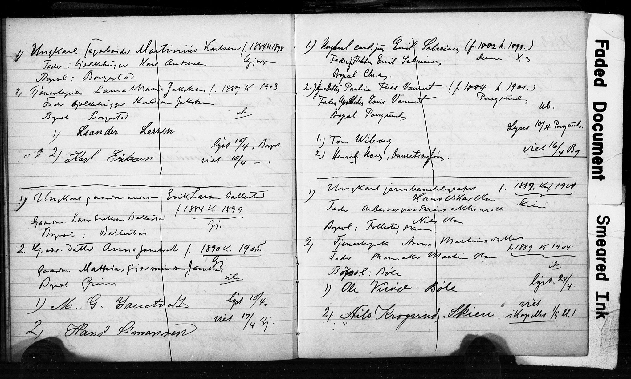 Gjerpen kirkebøker, SAKO/A-265/H/Ha/L0002: Banns register no. I 2, 1908-1913