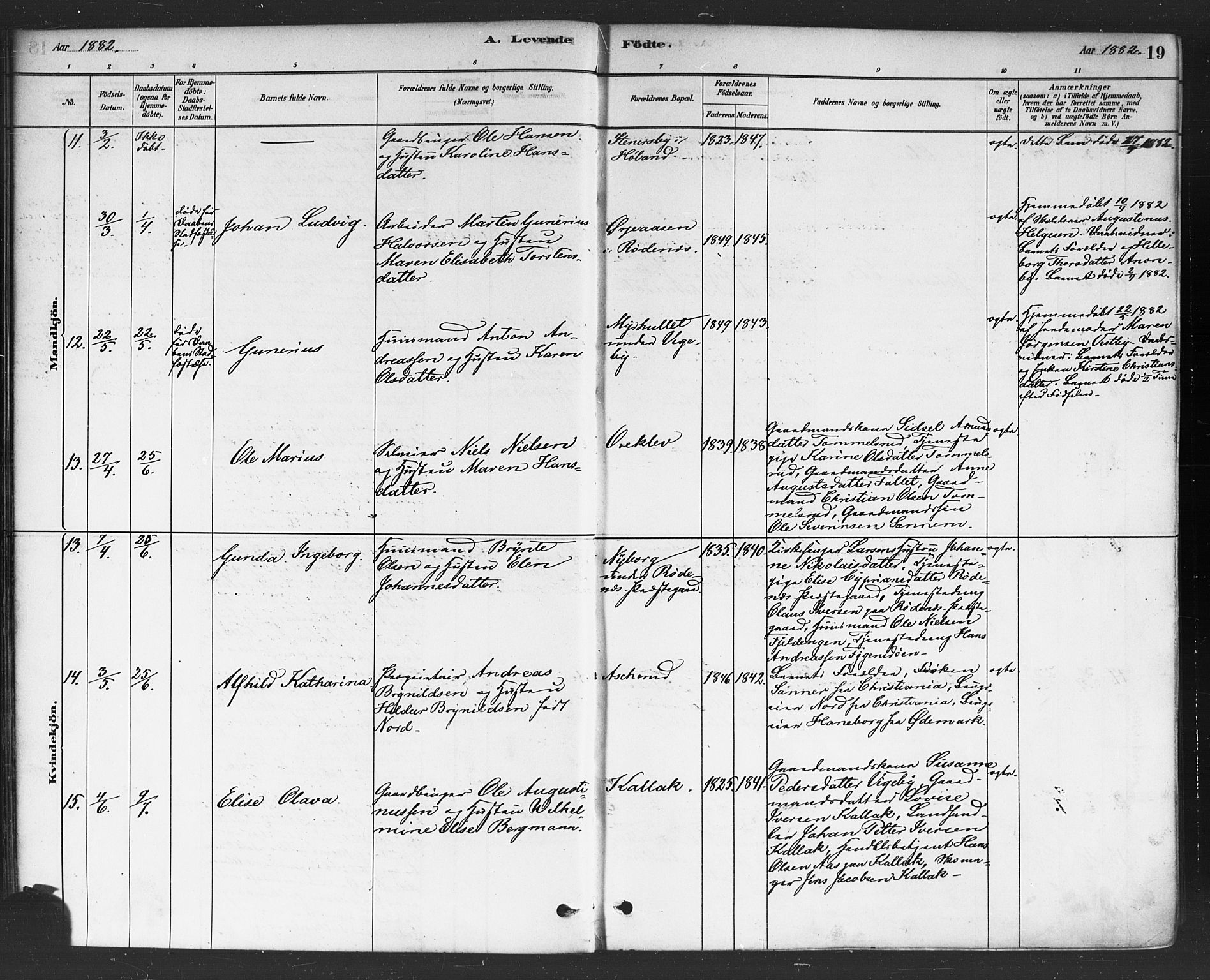 Rødenes prestekontor Kirkebøker, AV/SAO-A-2005/F/Fa/L0009: Parish register (official) no. I 9, 1880-1889, p. 19