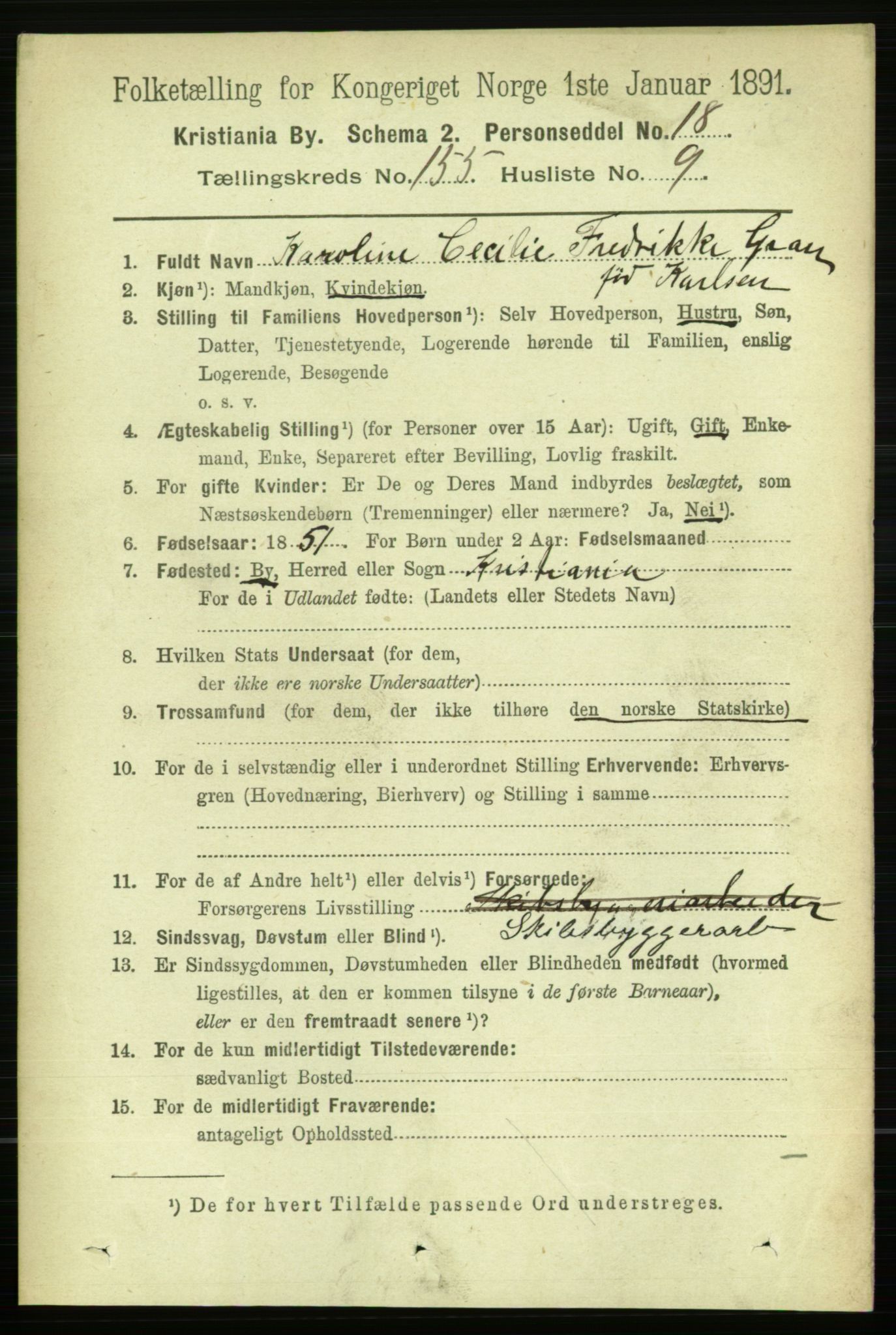 RA, 1891 census for 0301 Kristiania, 1891, p. 88324