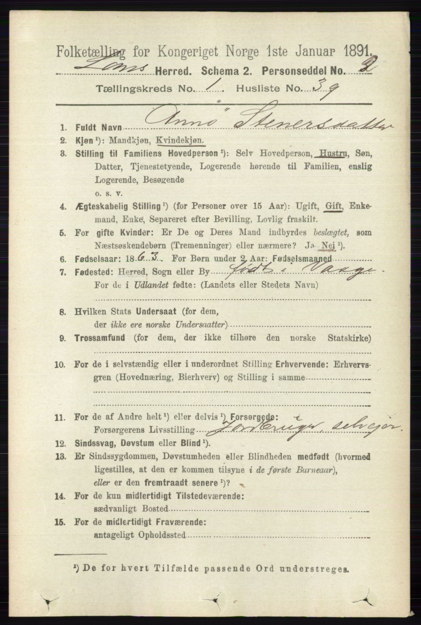 RA, 1891 census for 0514 Lom, 1891, p. 337