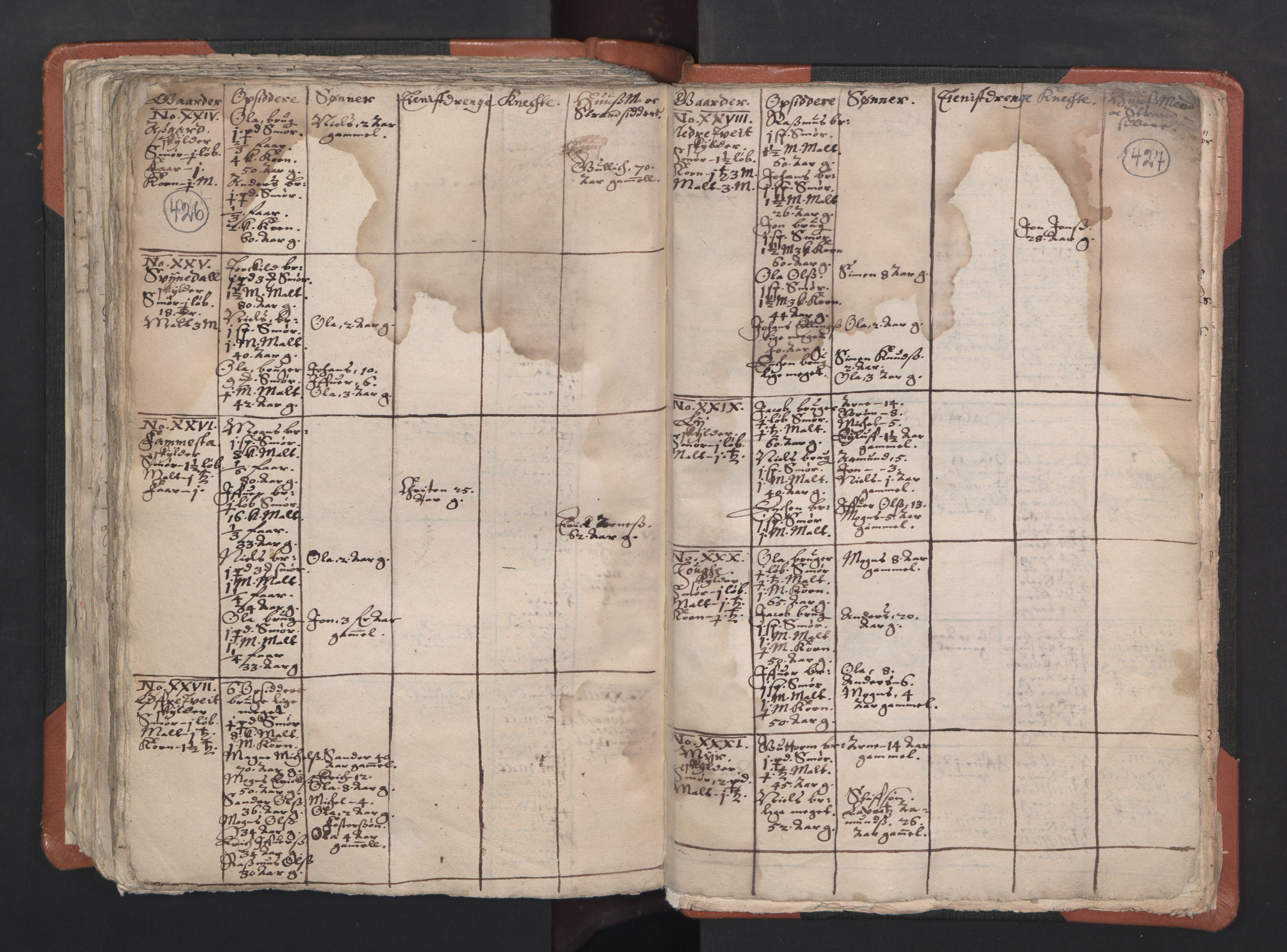 RA, Vicar's Census 1664-1666, no. 22: Nordhordland deanery, 1664-1666, p. 426-427