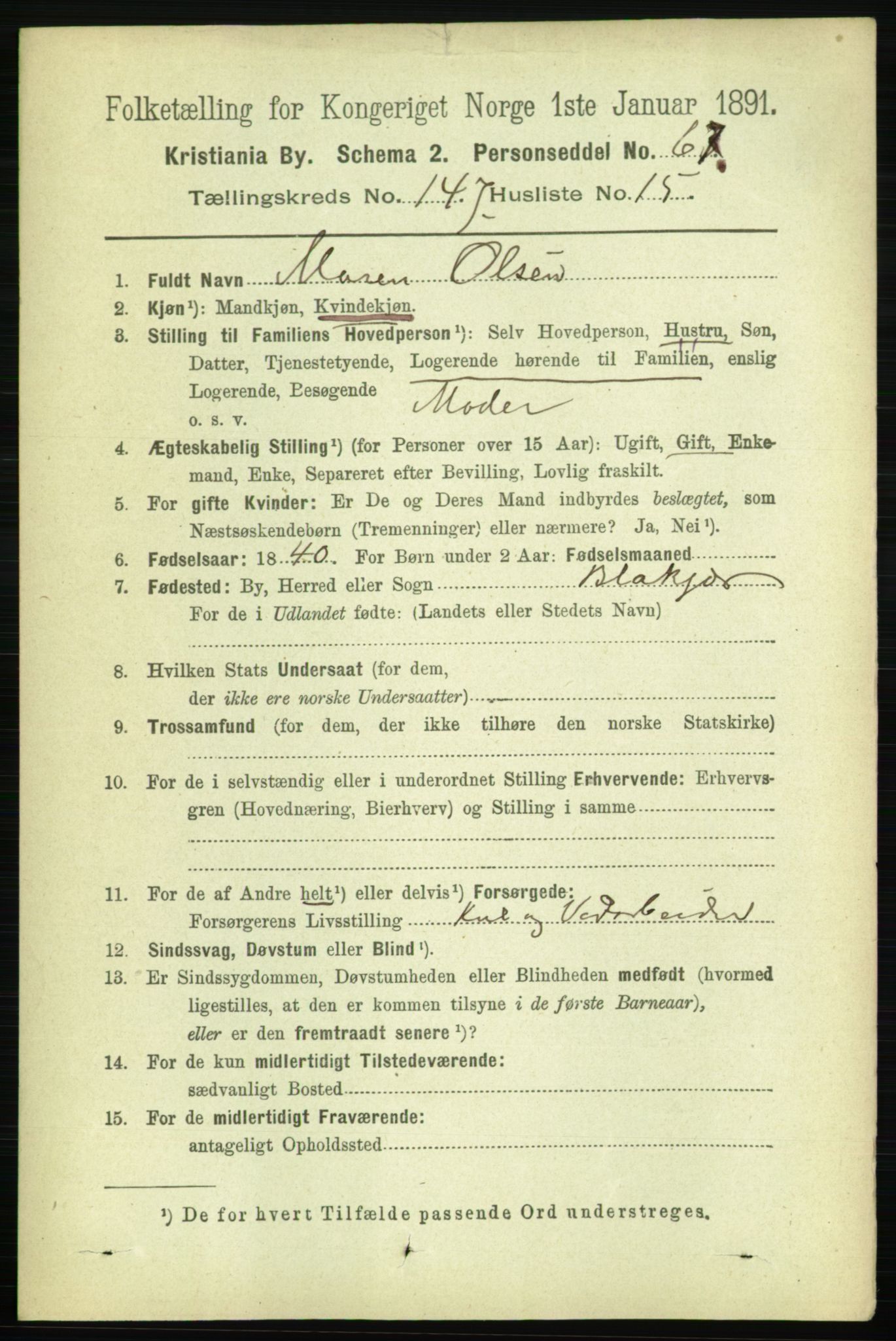 RA, 1891 census for 0301 Kristiania, 1891, p. 82095