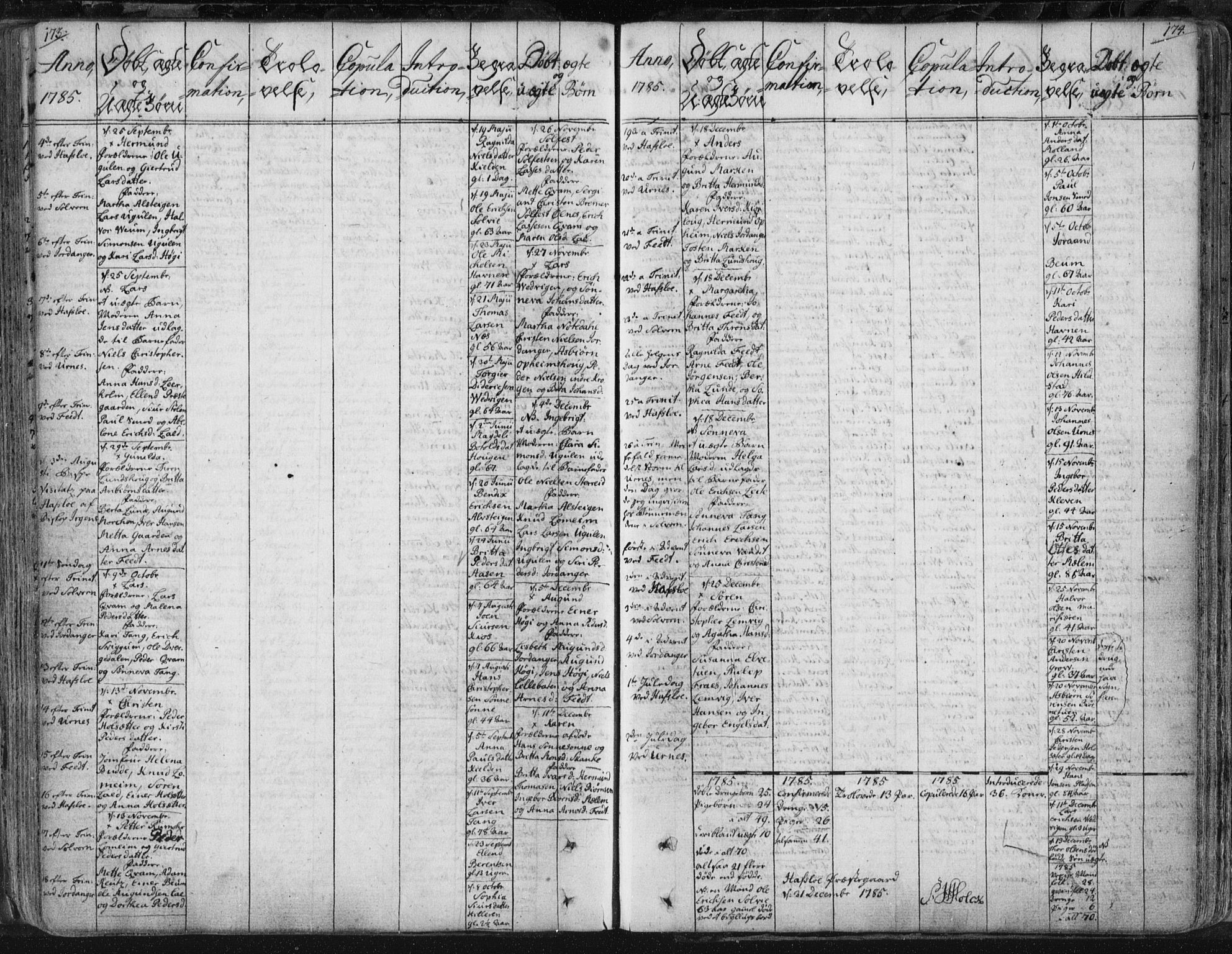 Hafslo sokneprestembete, AV/SAB-A-80301/H/Haa/Haaa/L0002: Parish register (official) no. A 2, 1755-1806, p. 173-174